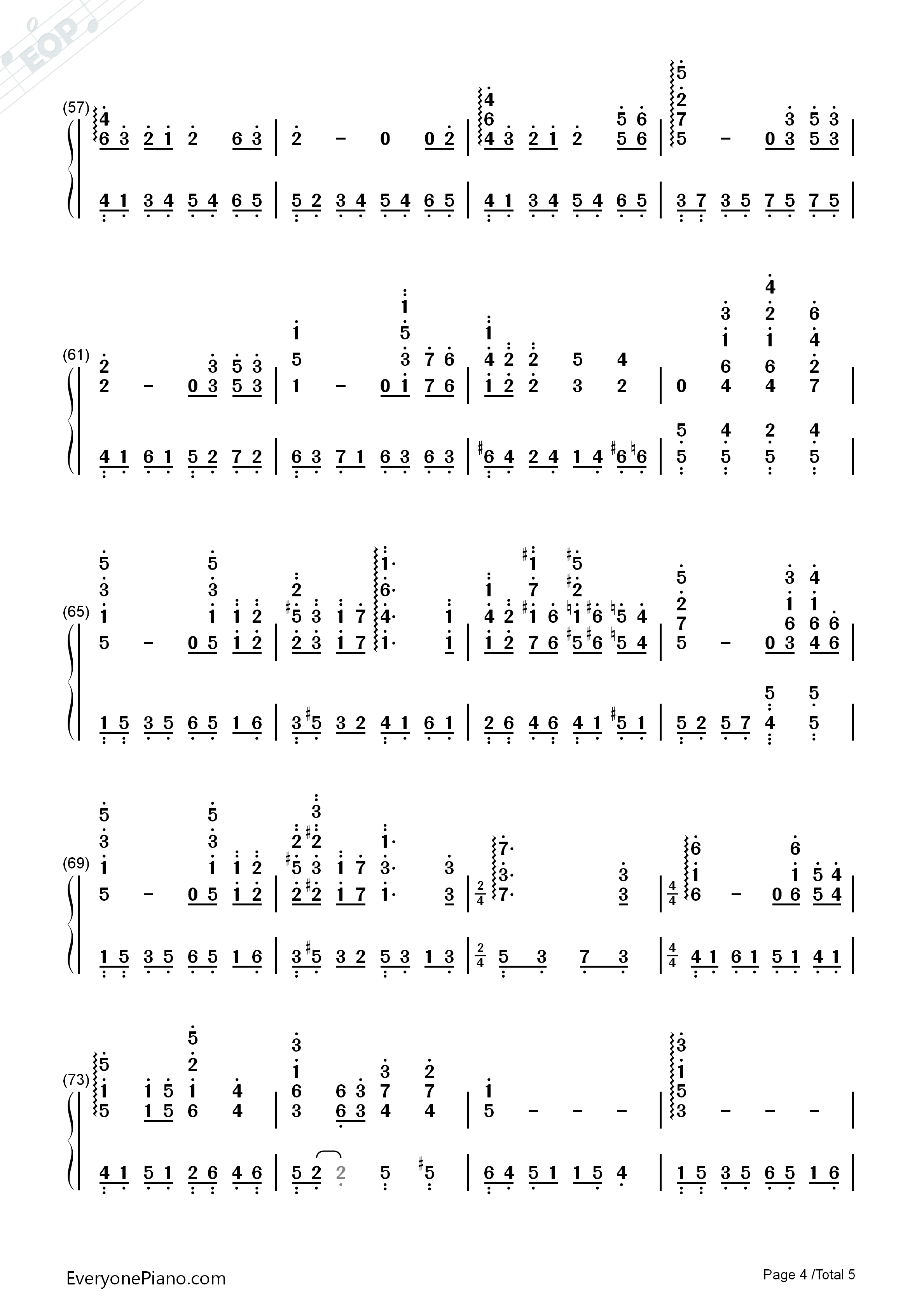 幽灵公主片尾曲钢琴简谱-久石让  Joe Hisaishi 宫崎骏演唱4