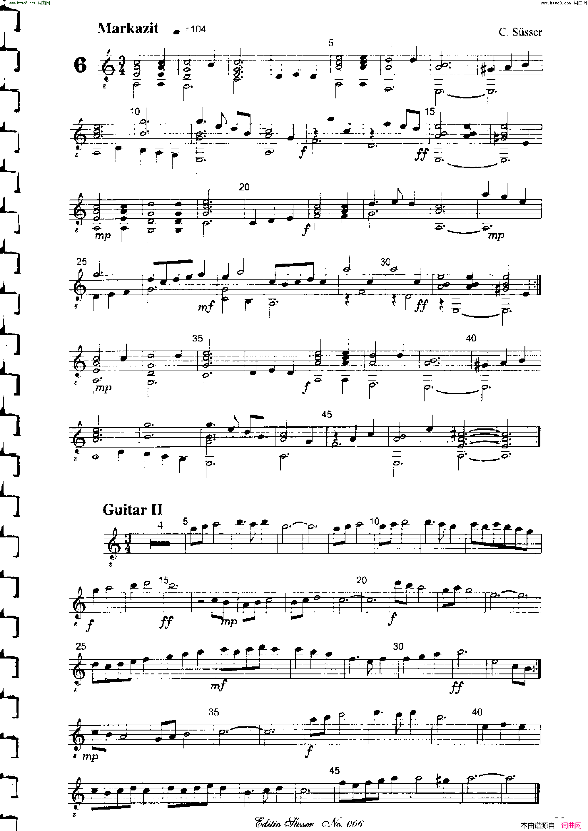 Classical guitar－Susser Ctibor_No 6, Fantazie ze sveta mineralu简谱1