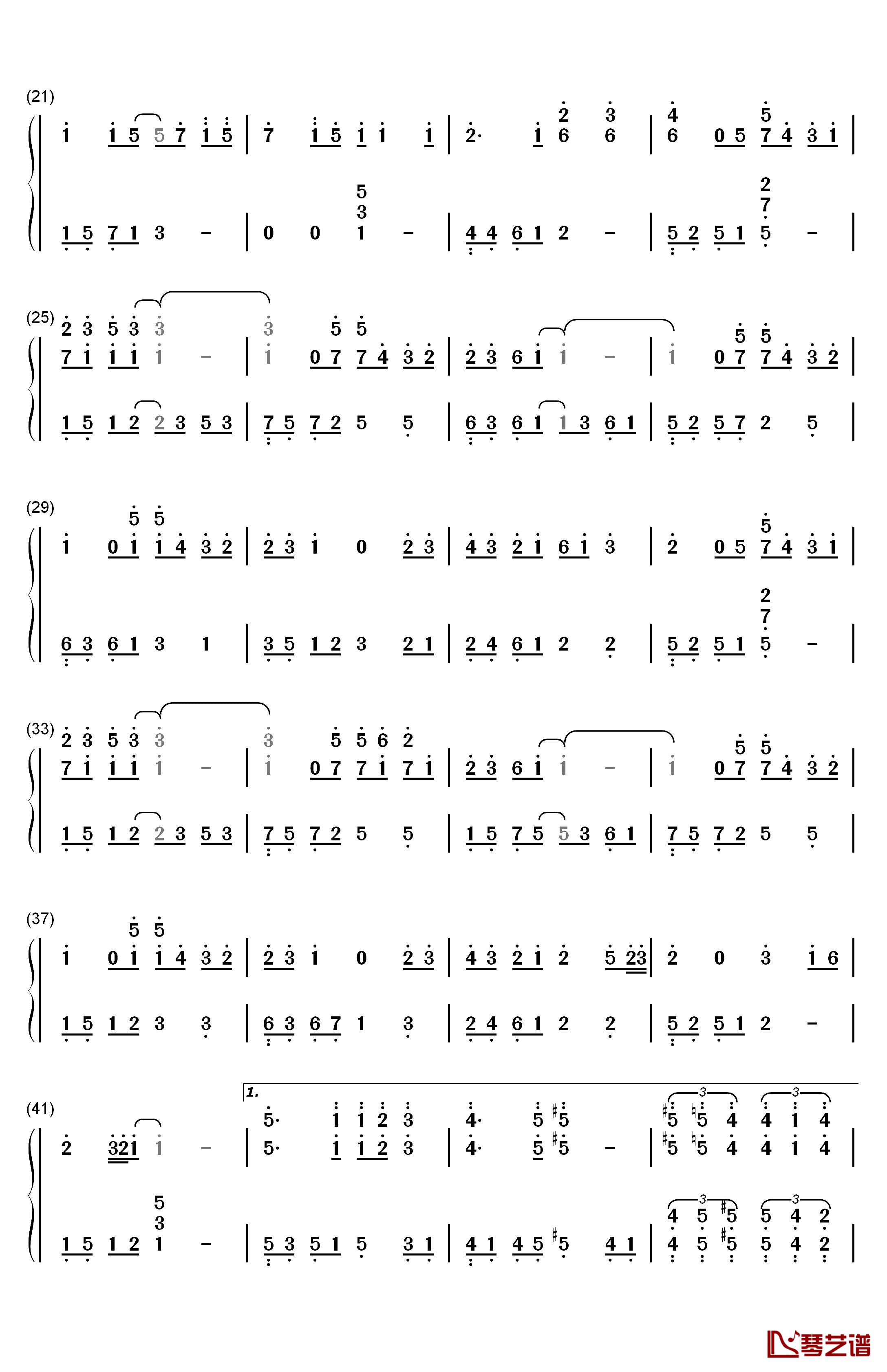 比我幸福钢琴简谱-数字双手-陈晓东2