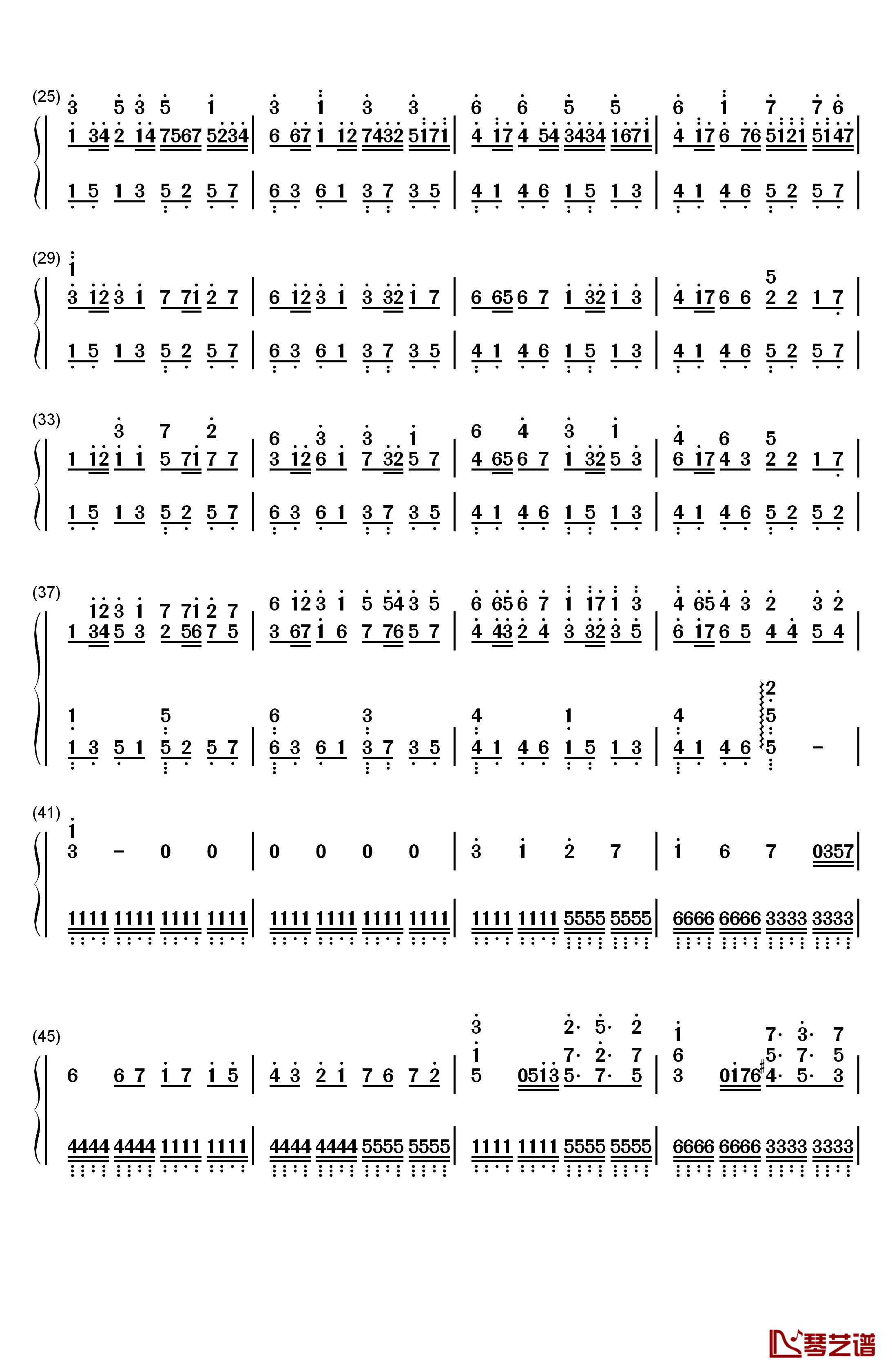 卡农疯狂版钢琴简谱-数字双手-未知2