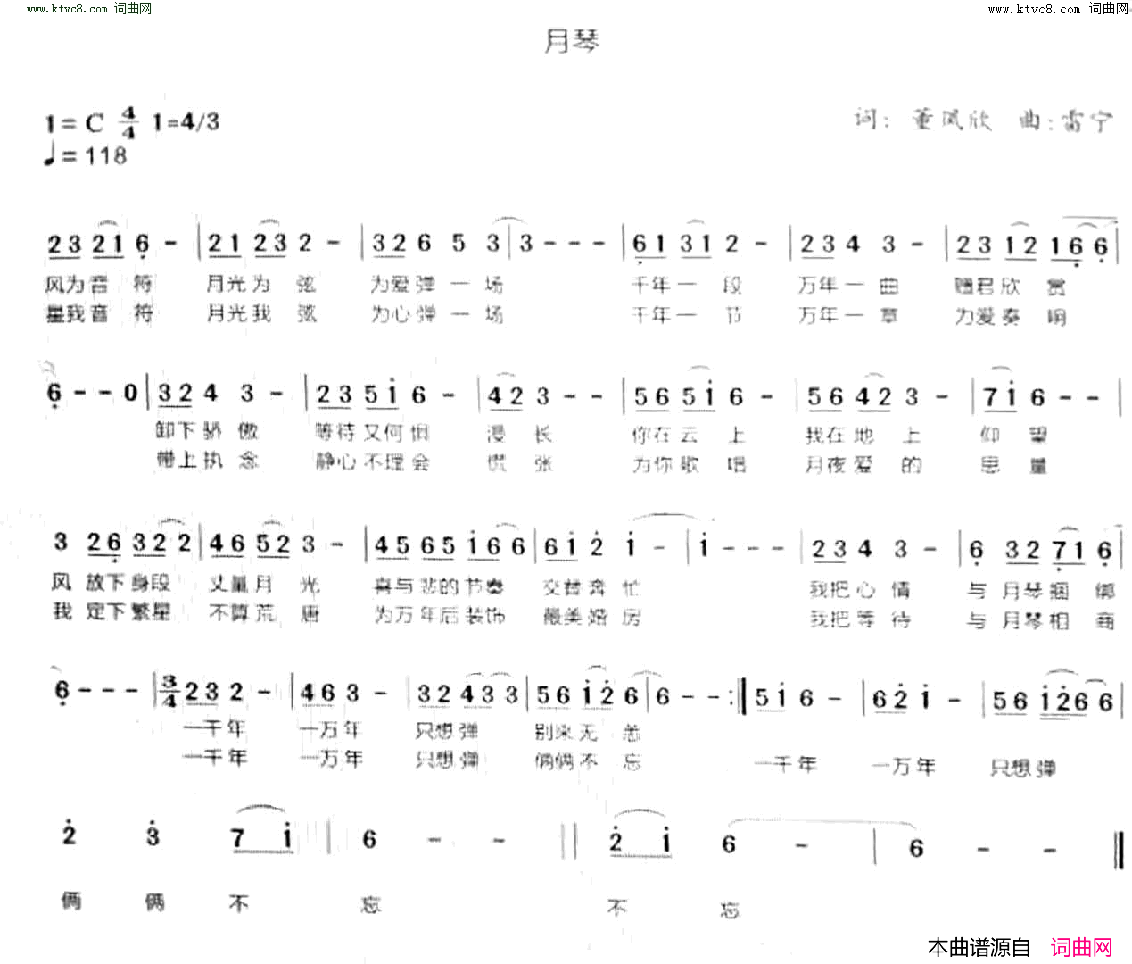 月琴简谱-董凤欣曲谱1