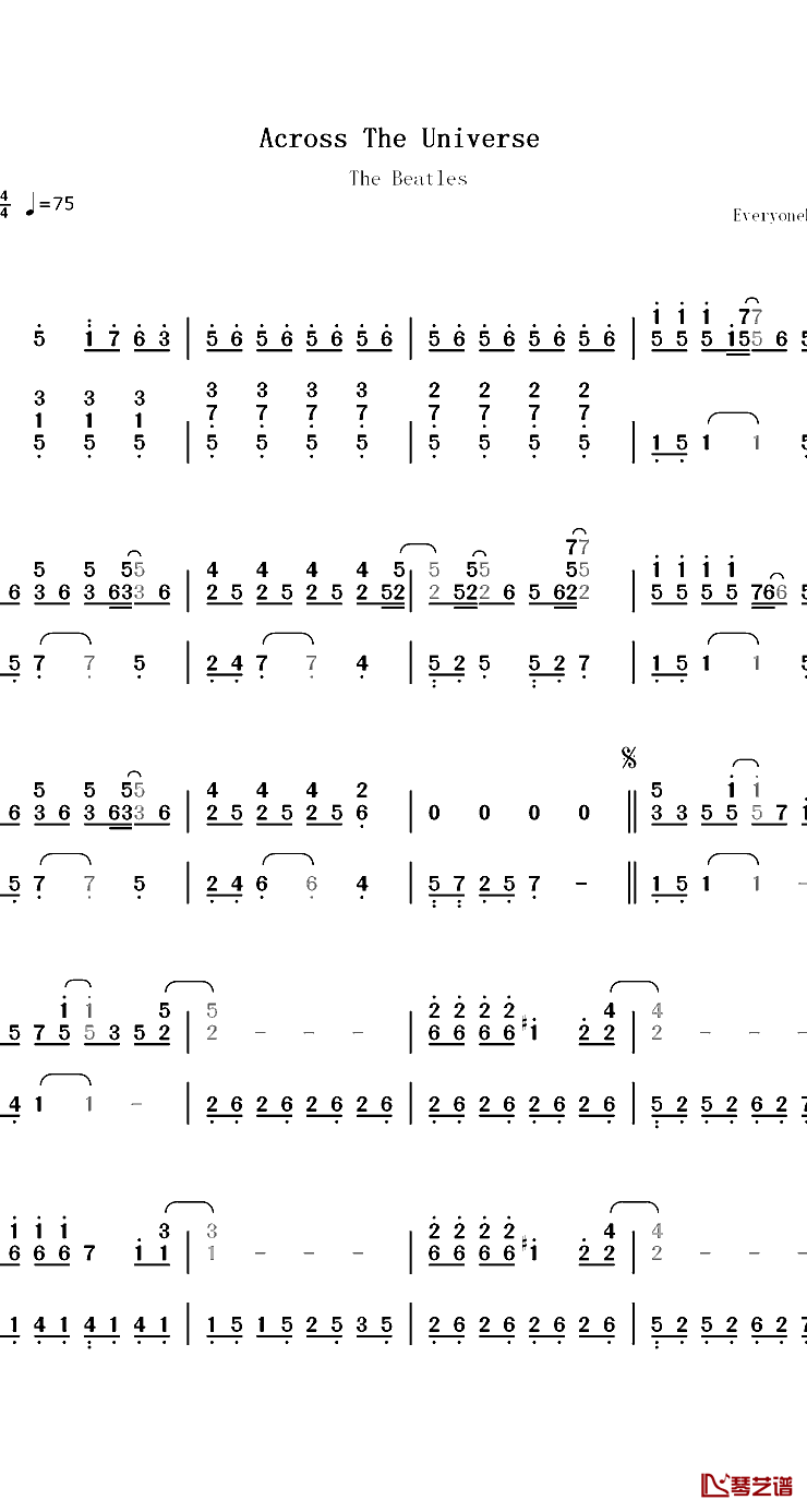 Across the Universe钢琴简谱-数字双手-The Beatles1