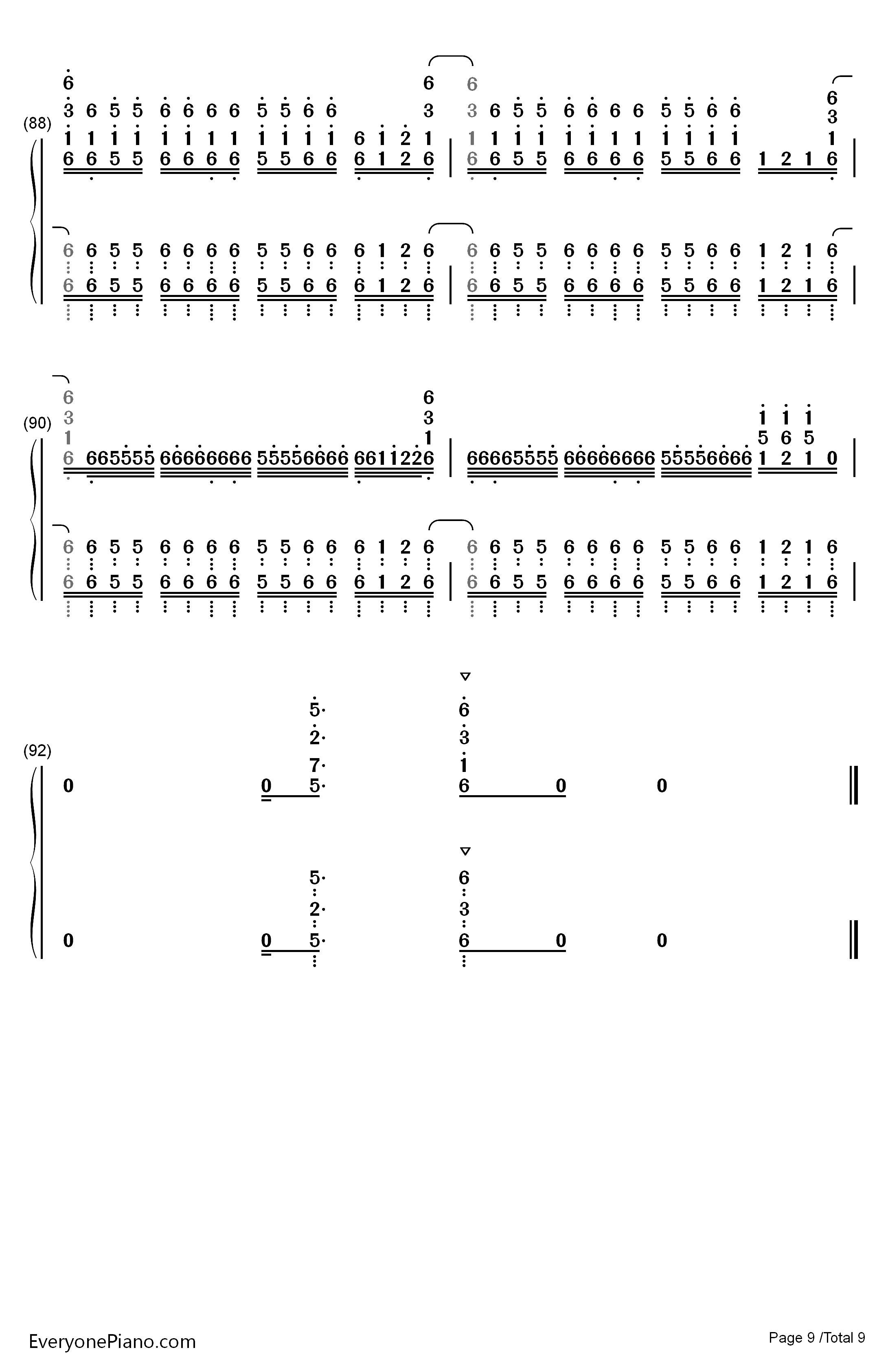 ADAMAS钢琴简谱-数字双手-LiSA9