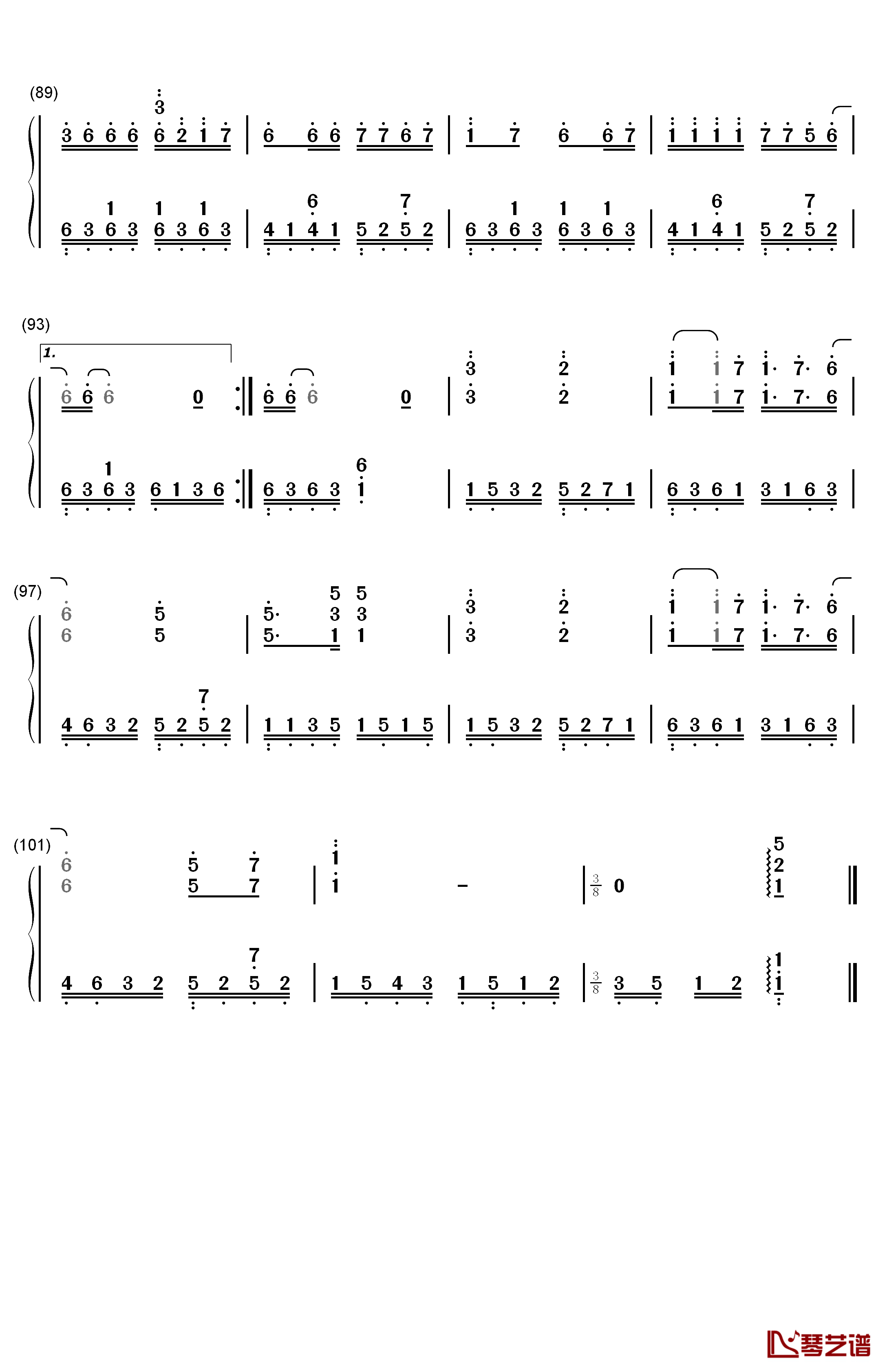 爱的故事上集钢琴简谱-数字双手-孙耀威5