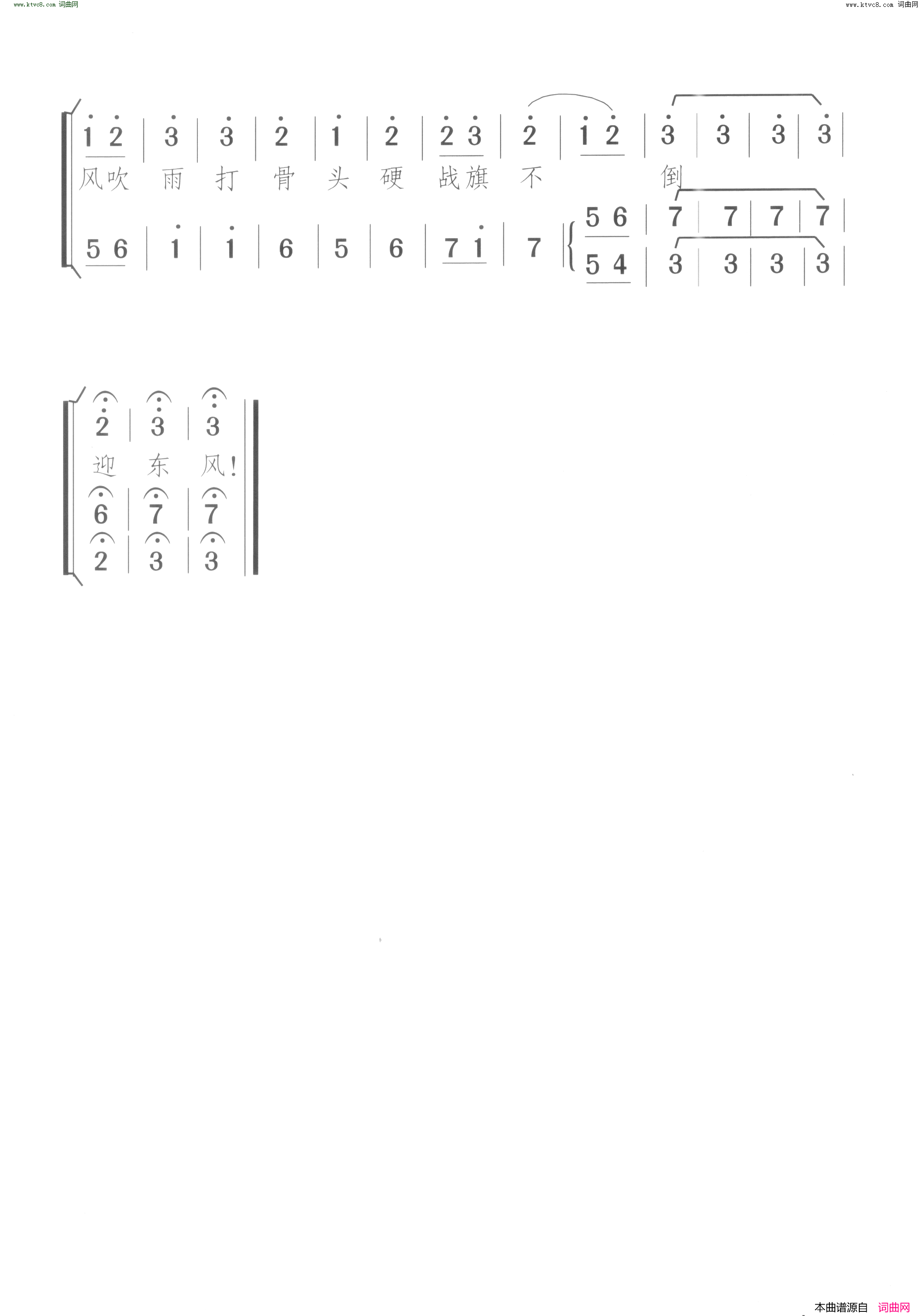 战旗不倒迎东风火红的战旗 歌舞剧-第06场简谱1