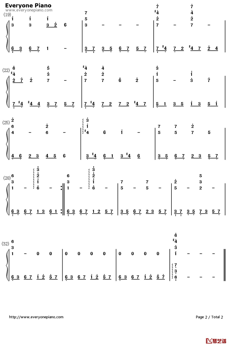 红颜劫钢琴简谱-数字双手-姚贝娜2