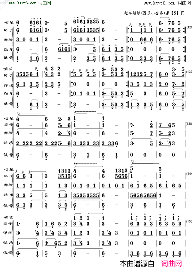 赶车姑娘 器乐小合奏简谱1