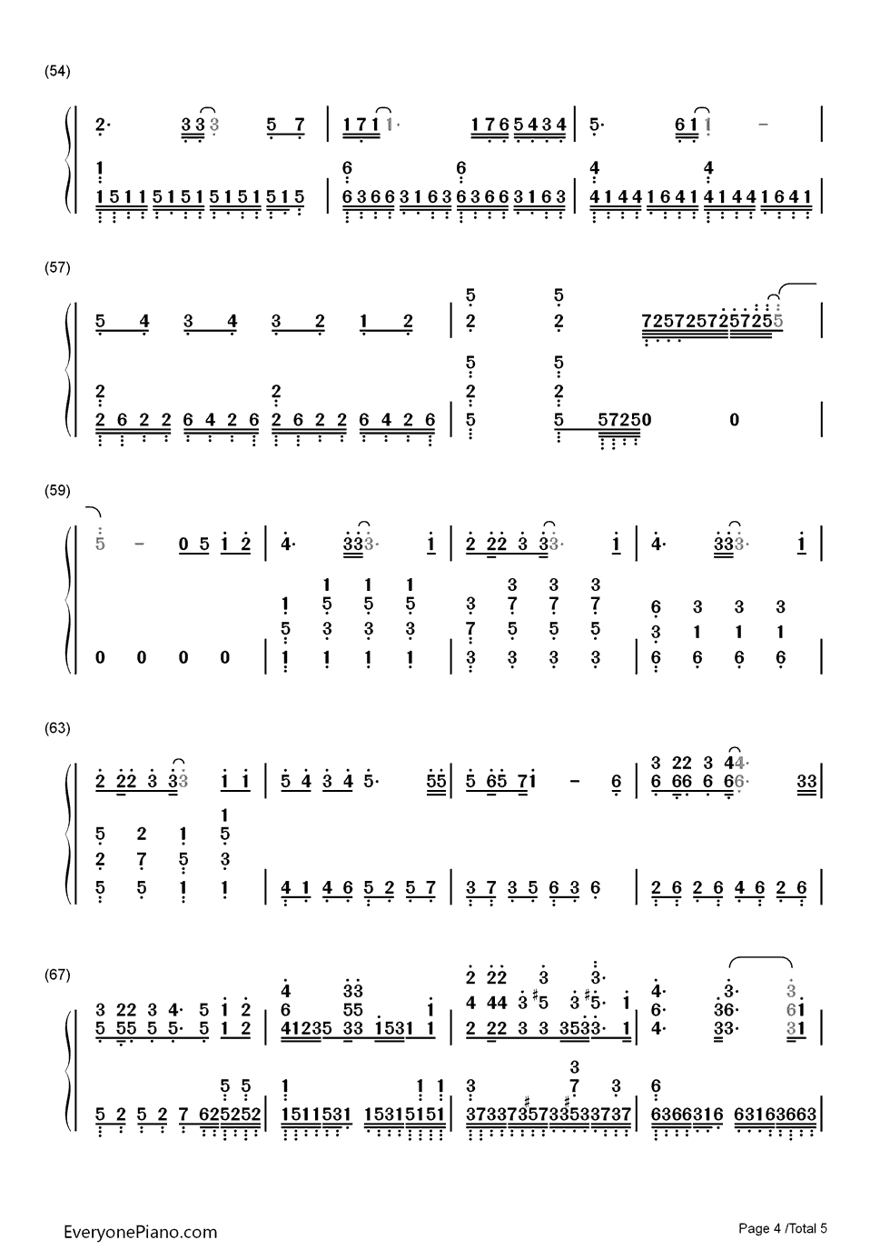 オレンジ钢琴简谱-数字双手-7!!4