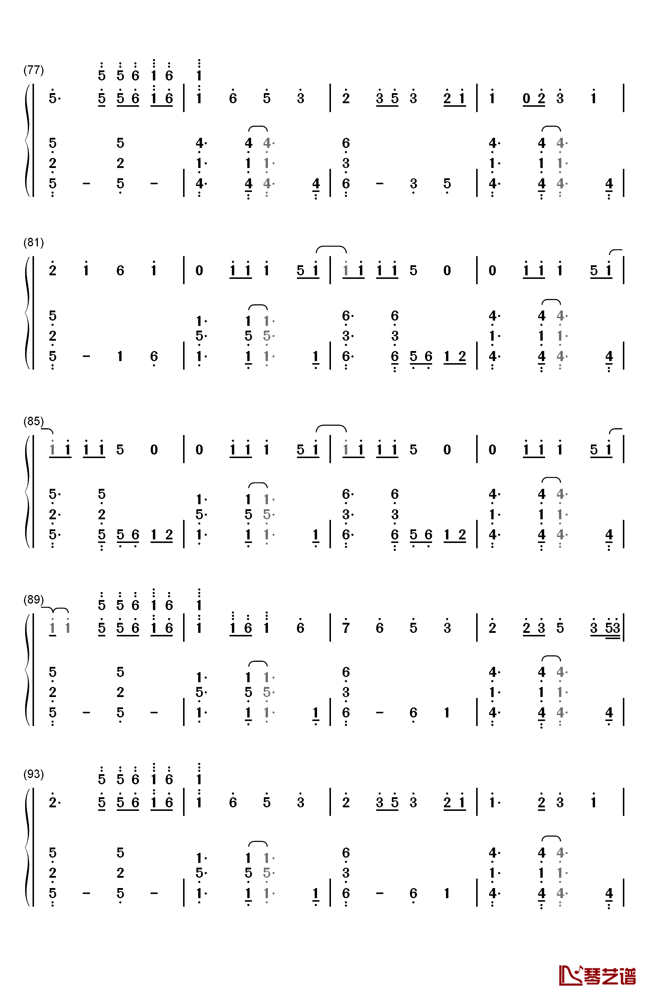 花田错钢琴简谱-数字双手-王力宏5