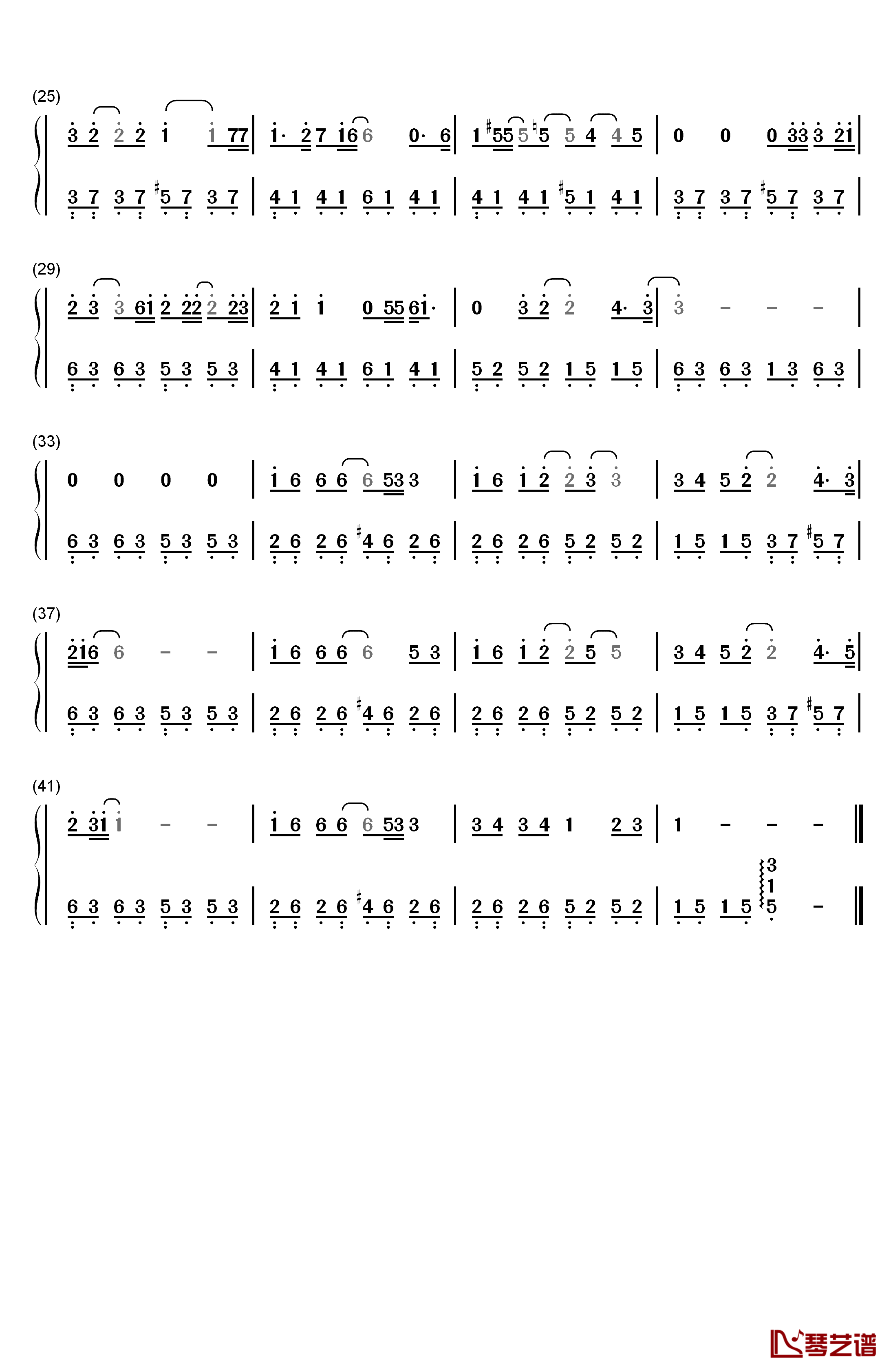 时间停了钢琴简谱-数字双手-鹿晗2