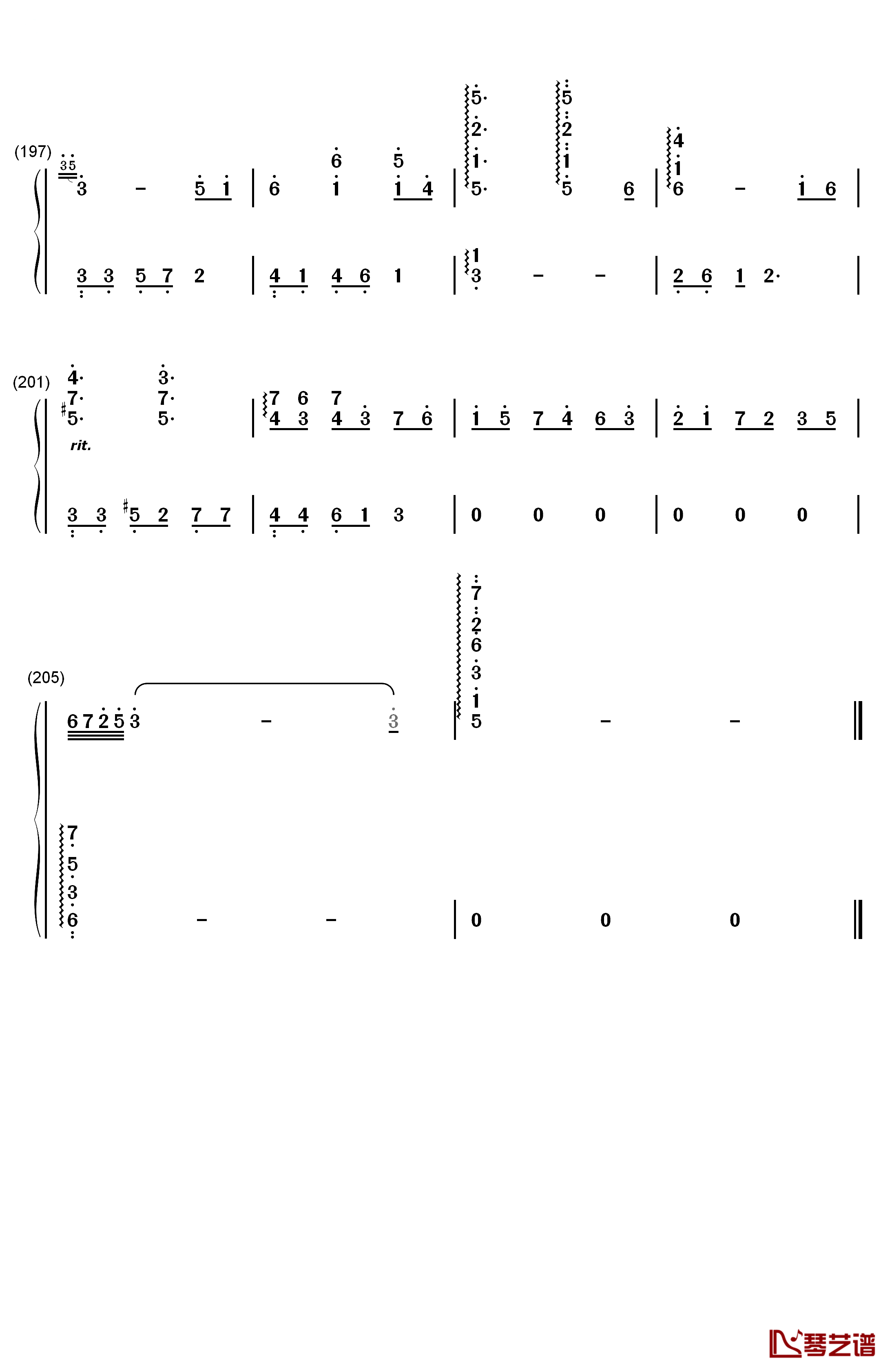 纯白钢琴简谱-数字双手-V.K克11