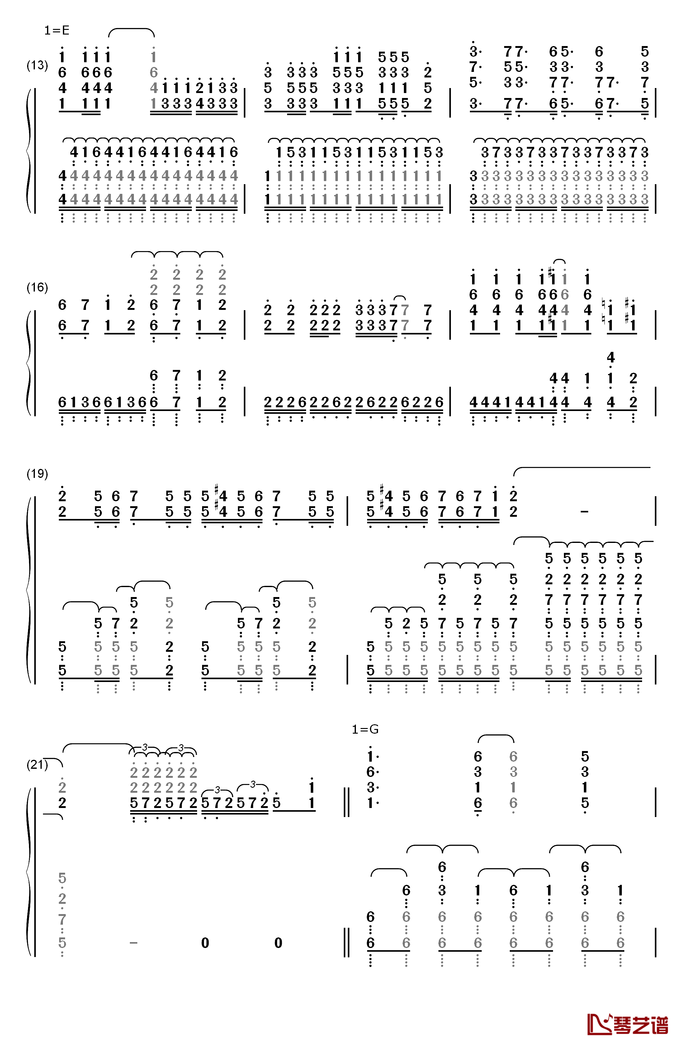 Coolest钢琴简谱-数字双手-customi-z2