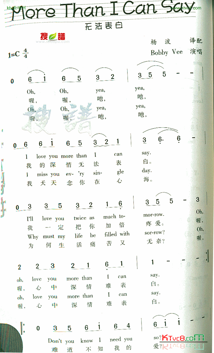 MoreThanICanSay简谱1