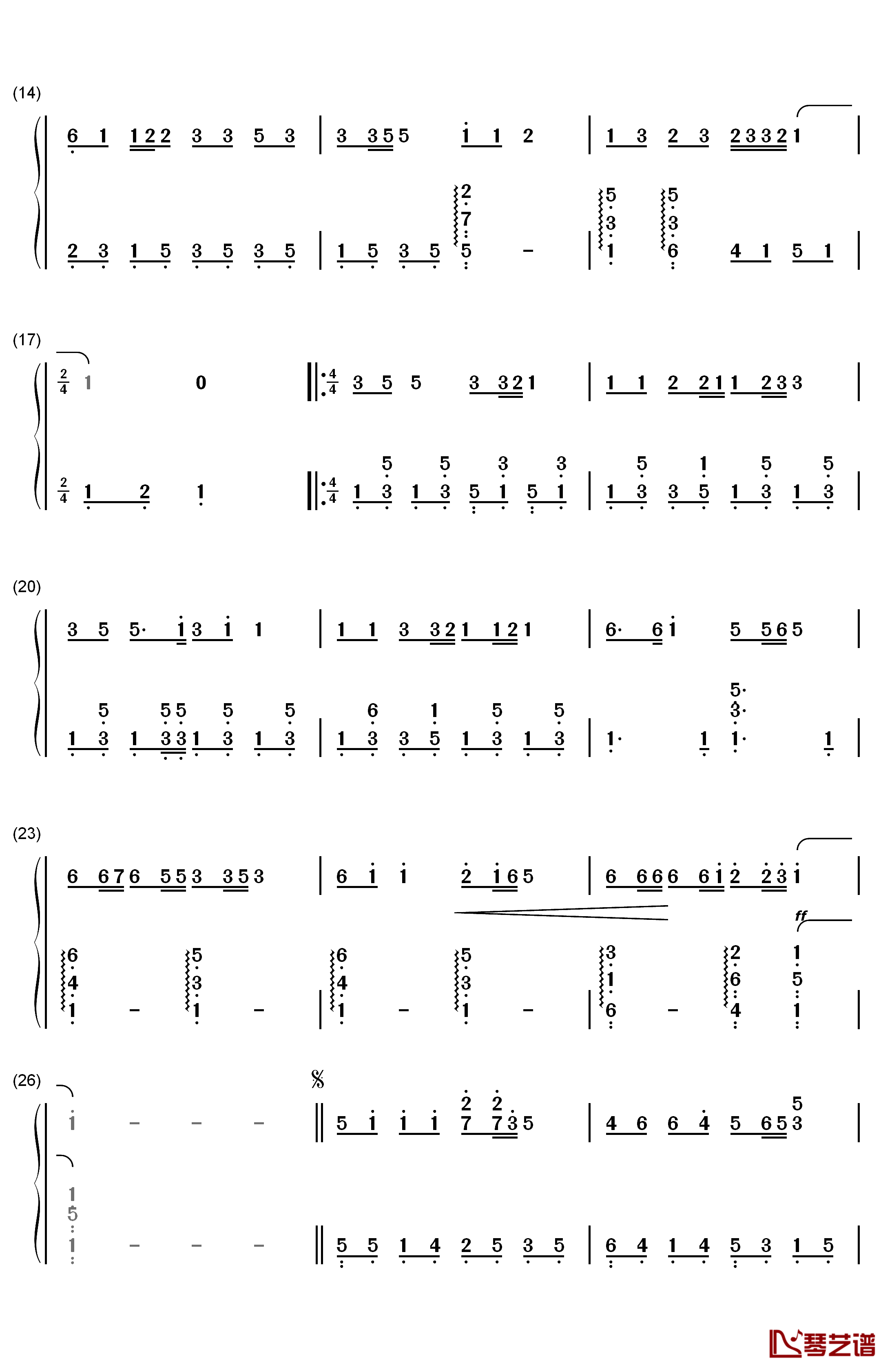 红山果钢琴简谱-数字双手-安与骑兵2