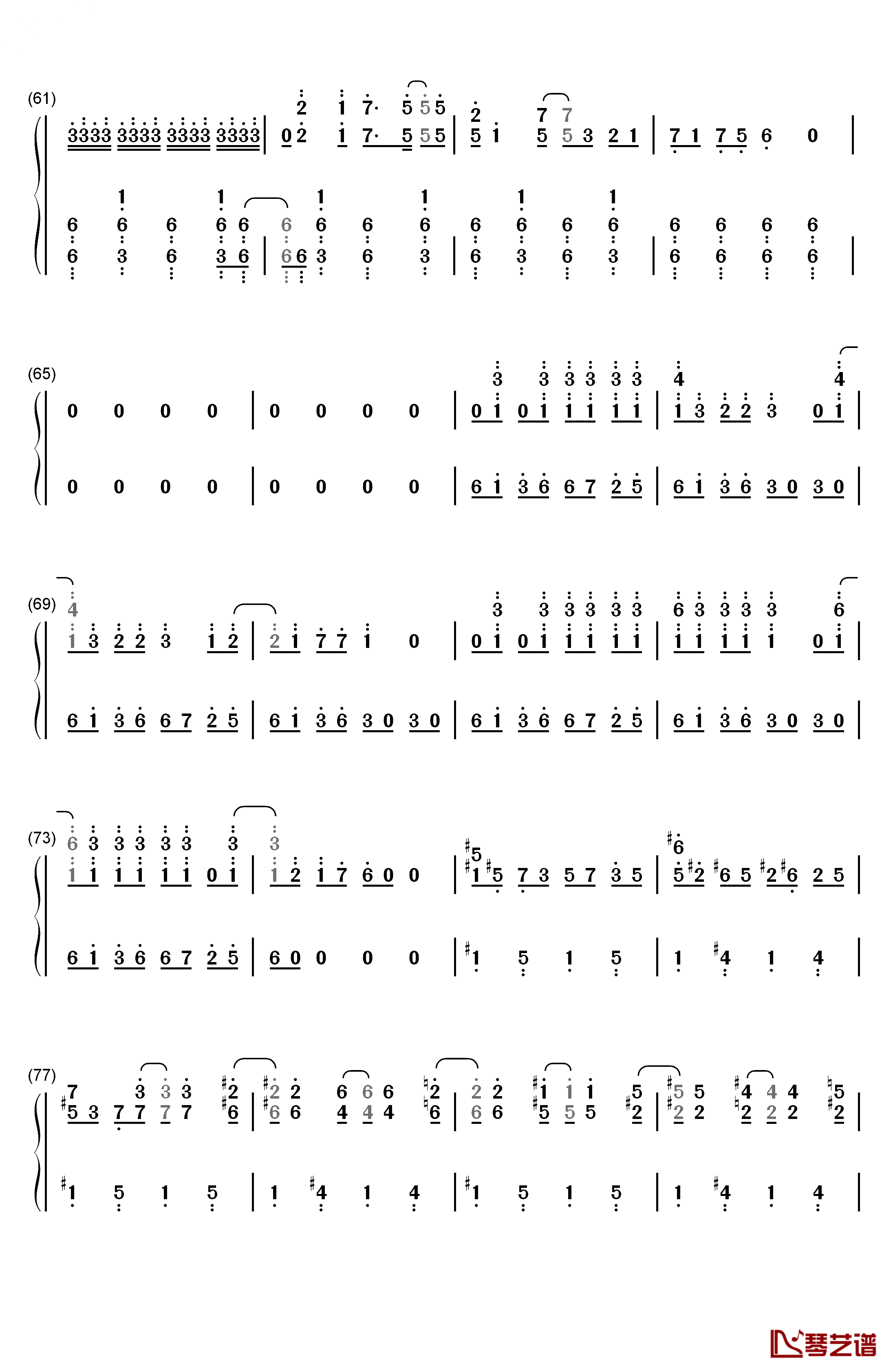 マトリョシカ钢琴简谱-数字双手-触手猴5