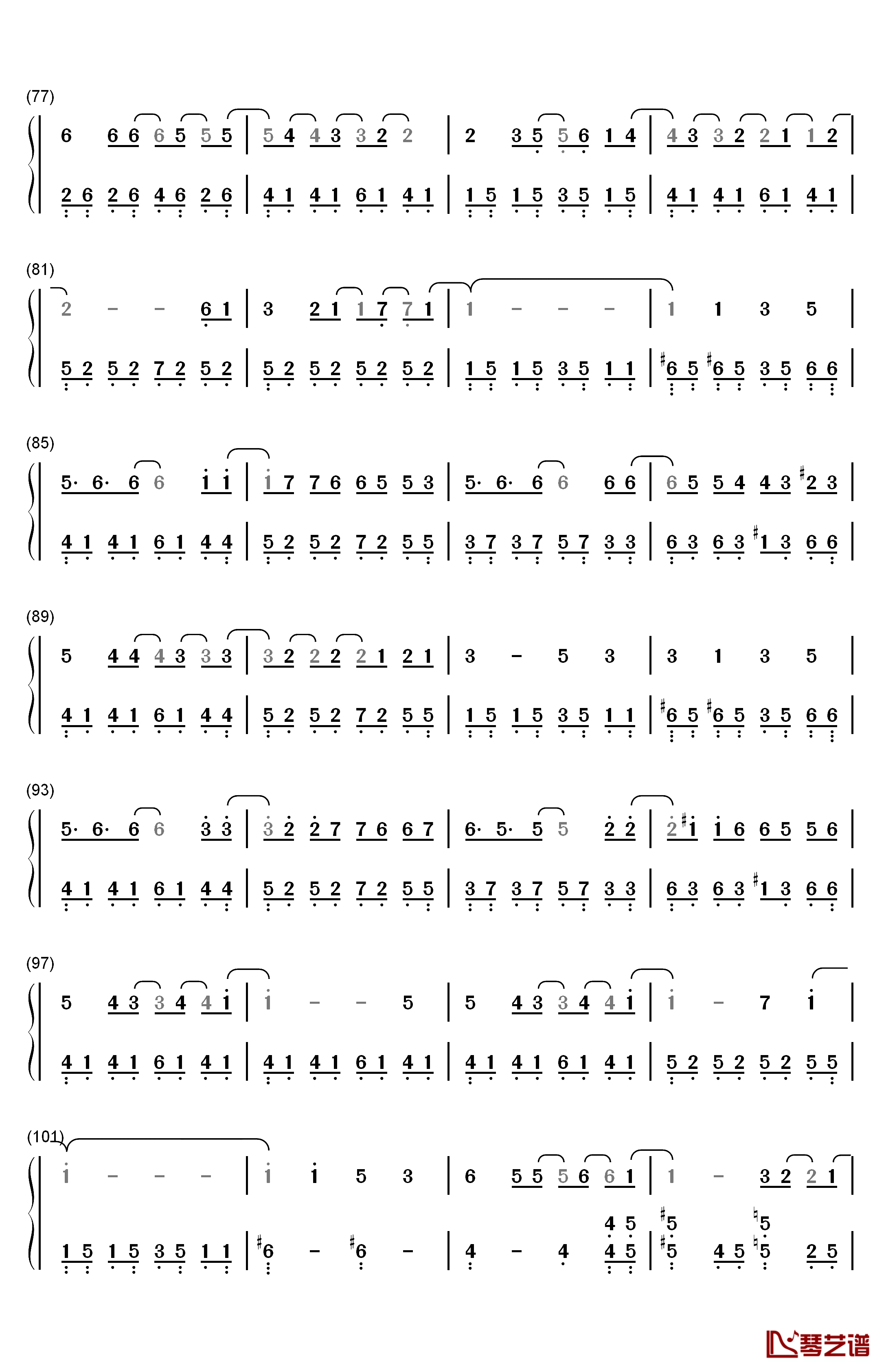 喜帖街钢琴简谱-数字双手-谢安琪4