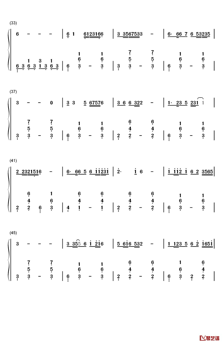 天路钢琴简谱-数字双手-韩红3