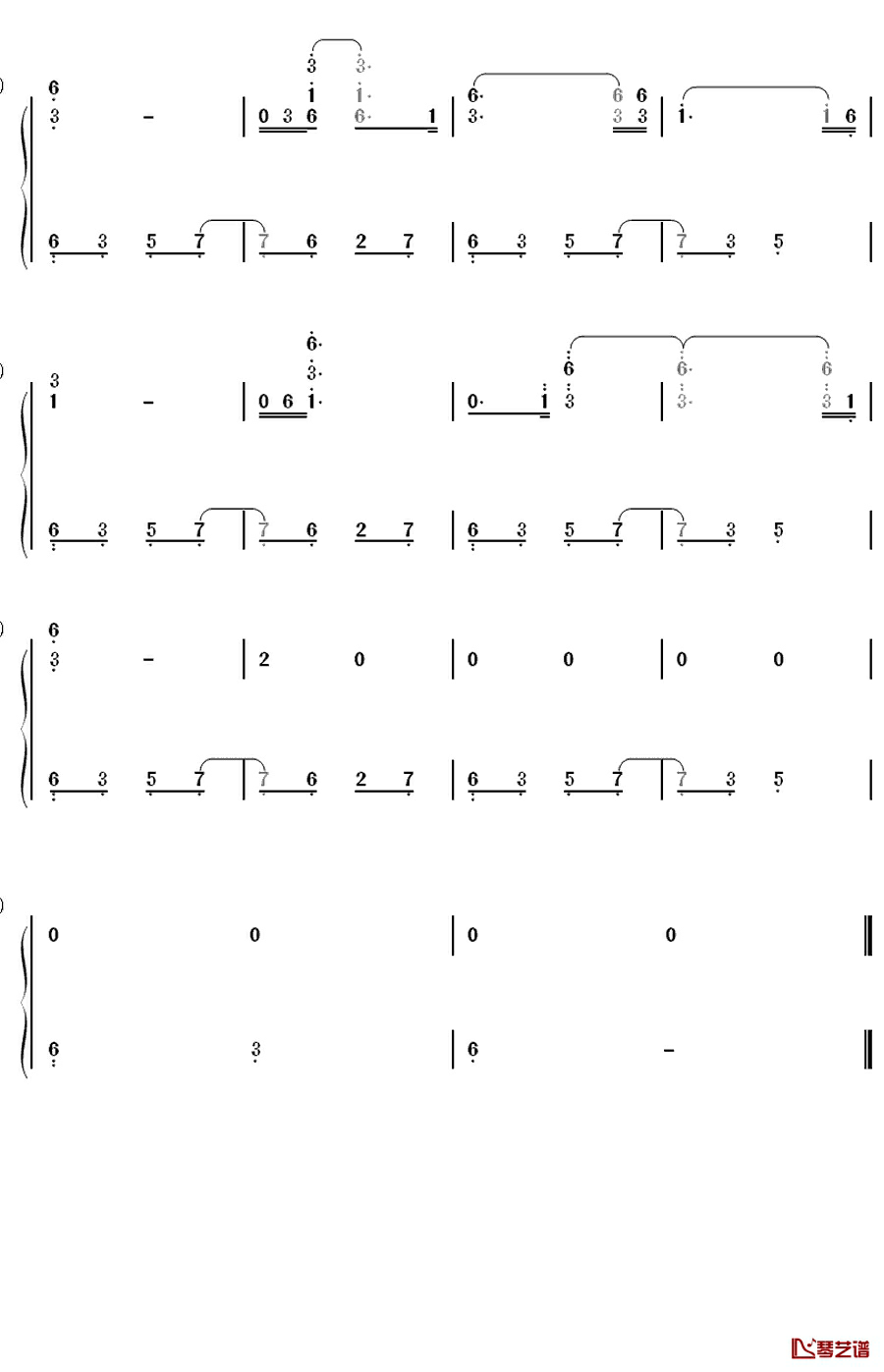 五月雨钢琴简谱-数字双手-高梨康治6