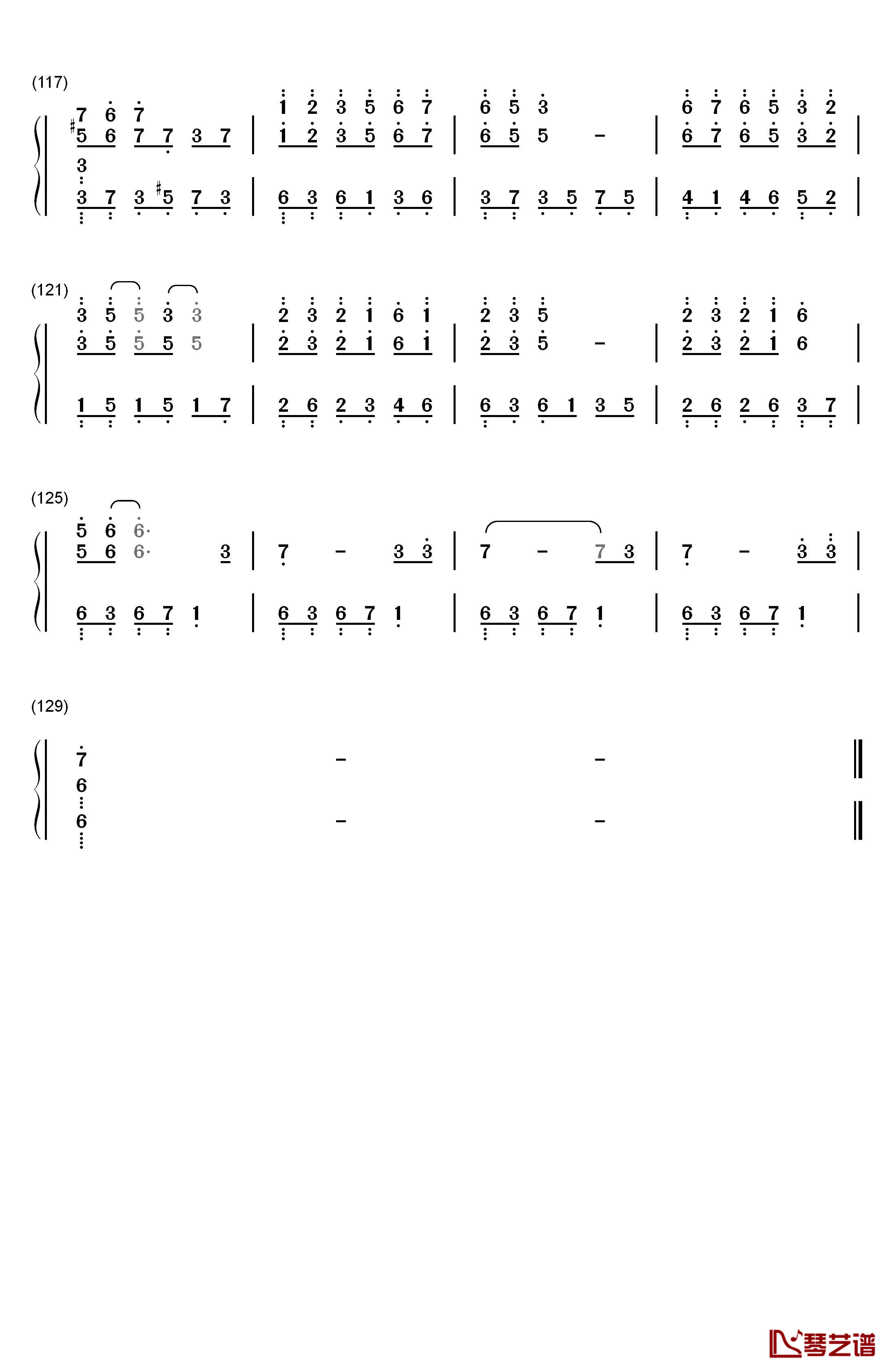 小小钢琴简谱-数字双手-小小-容祖儿6