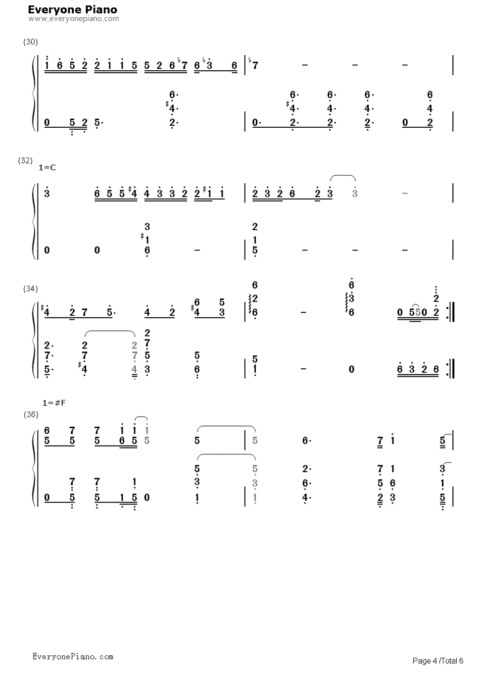 白金钢琴简谱-数字双手-坂本真绫4