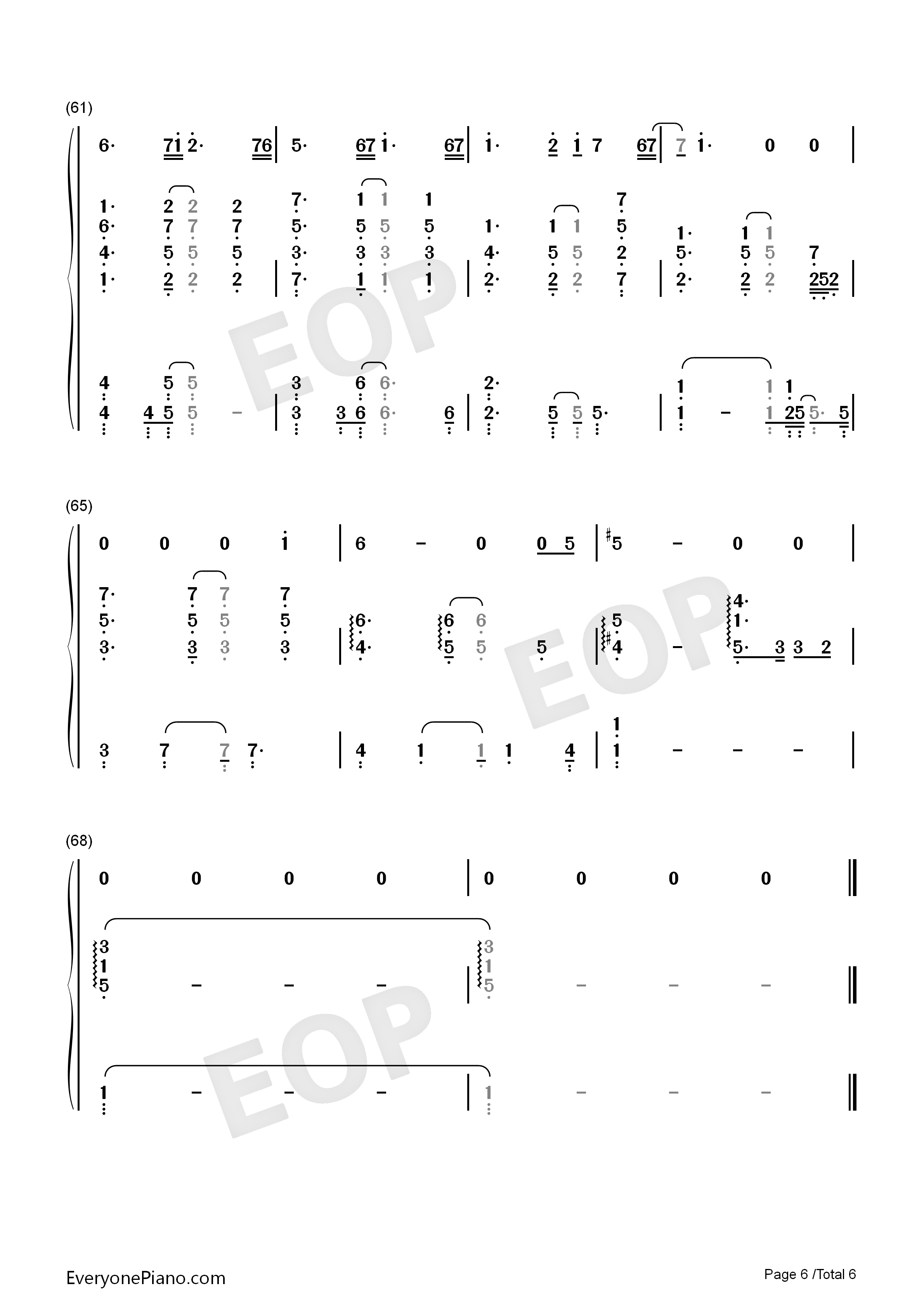 有心人钢琴简谱-邓紫棋演唱6