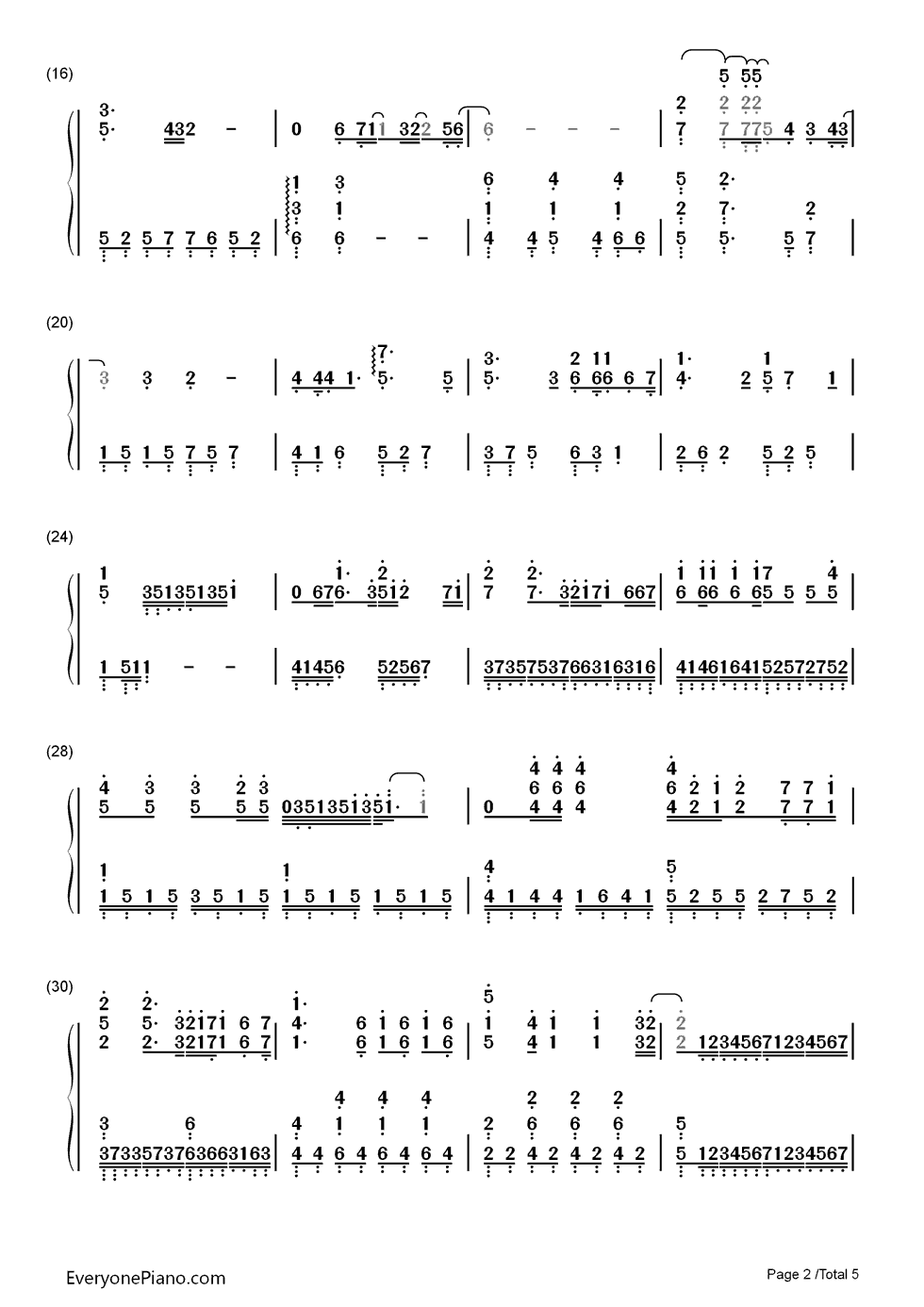 オレンジ钢琴简谱-数字双手-7!!2