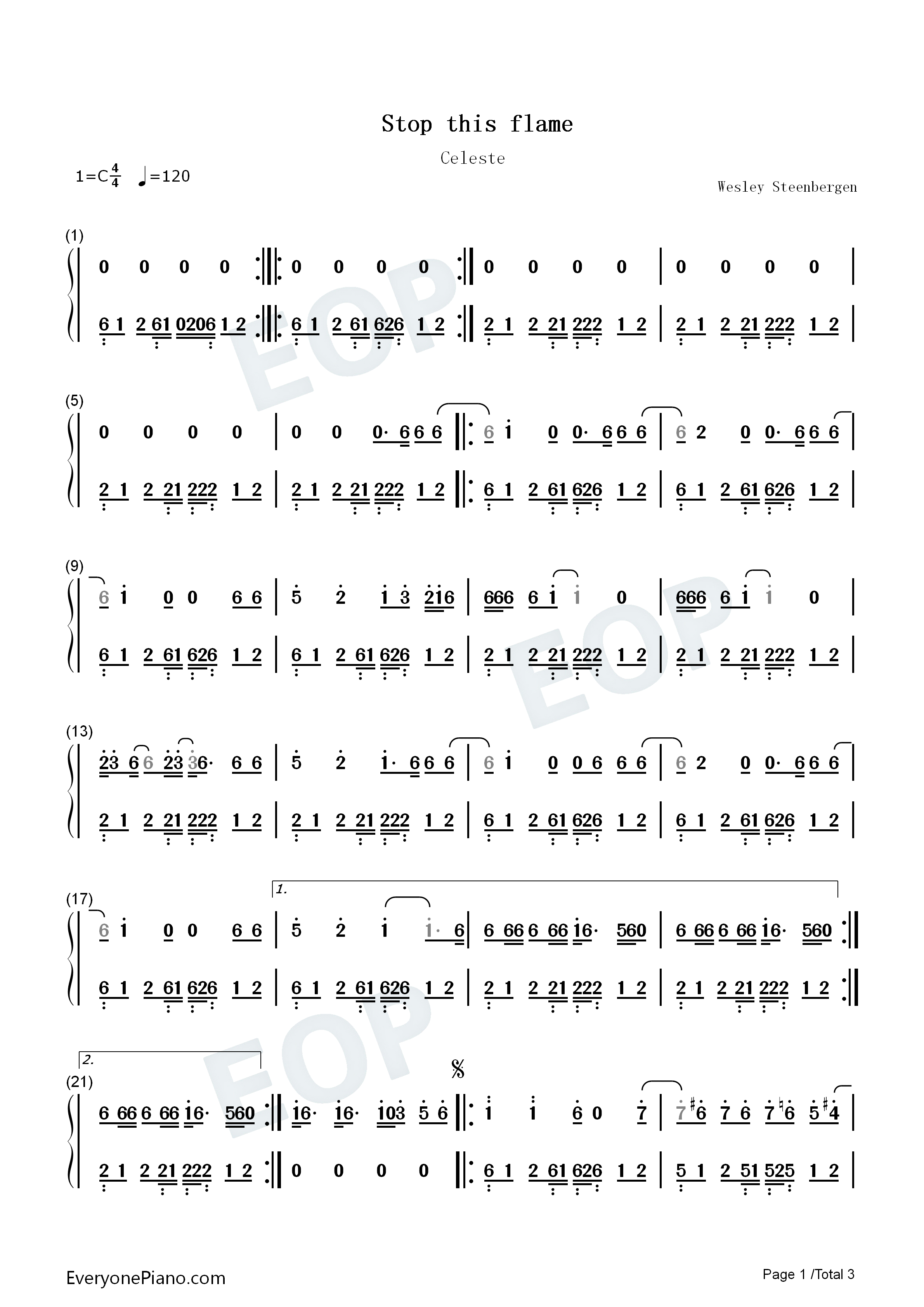 Stop This Flame钢琴简谱-Celeste演唱1