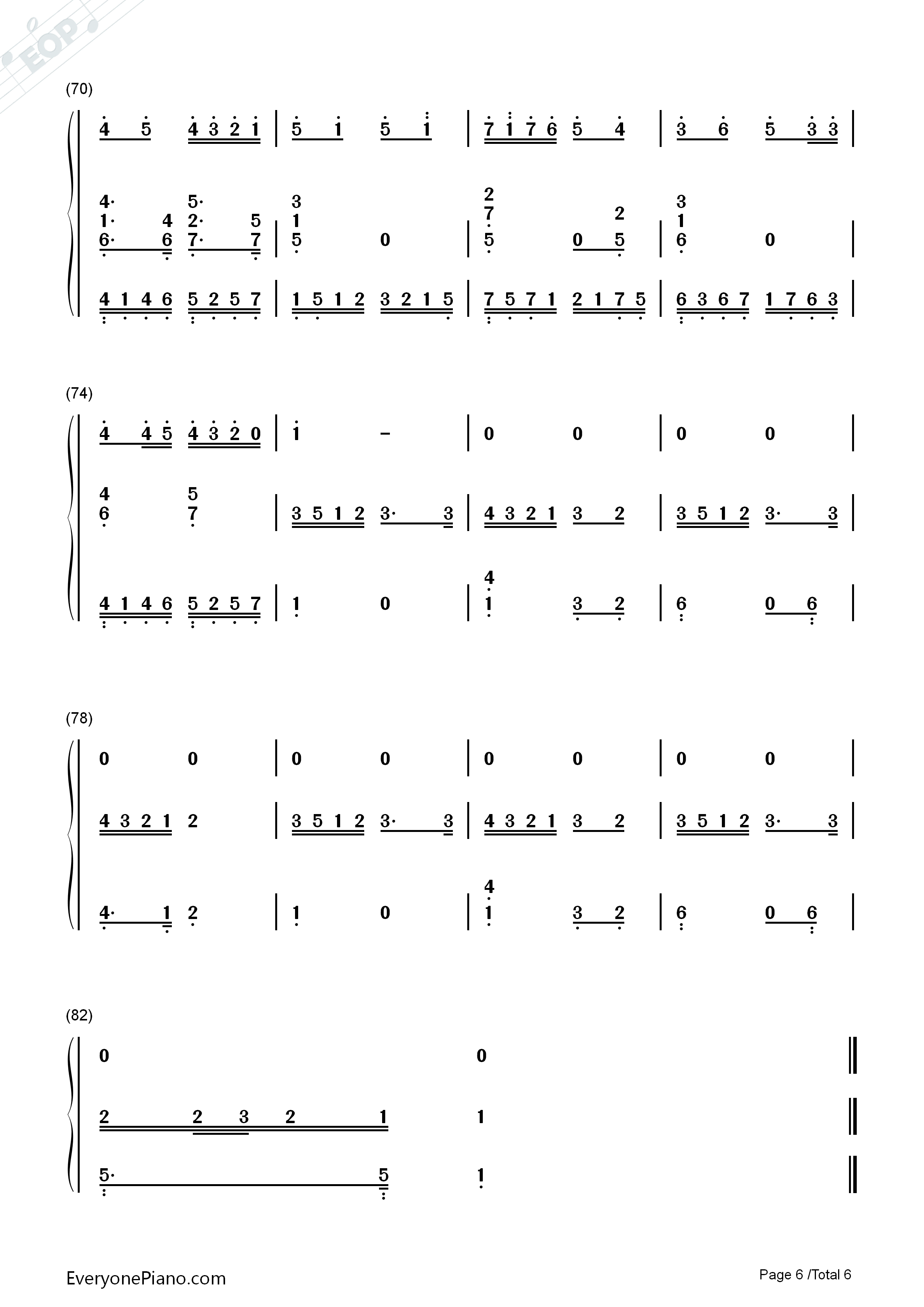 香水百合钢琴简谱-张韶涵演唱6