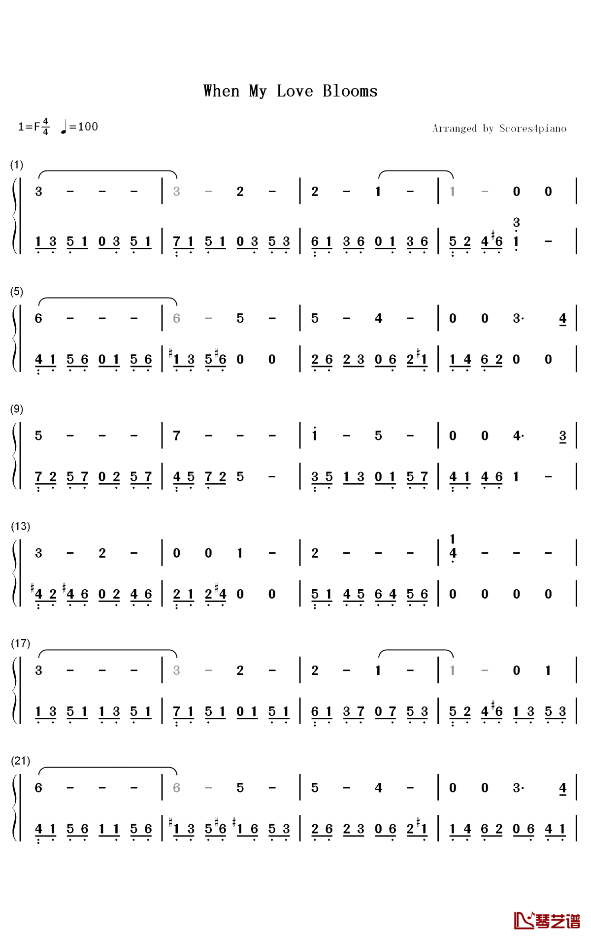 When My Love Blooms钢琴简谱-数字双手-Studio Dragon1