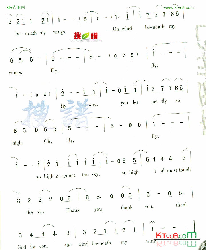 WindBeneathMyWings简谱1