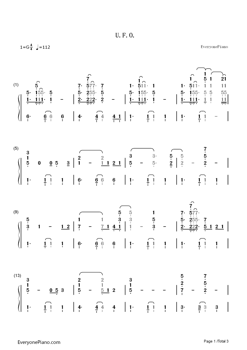 U.F.O.钢琴简谱-Coldplay演唱1