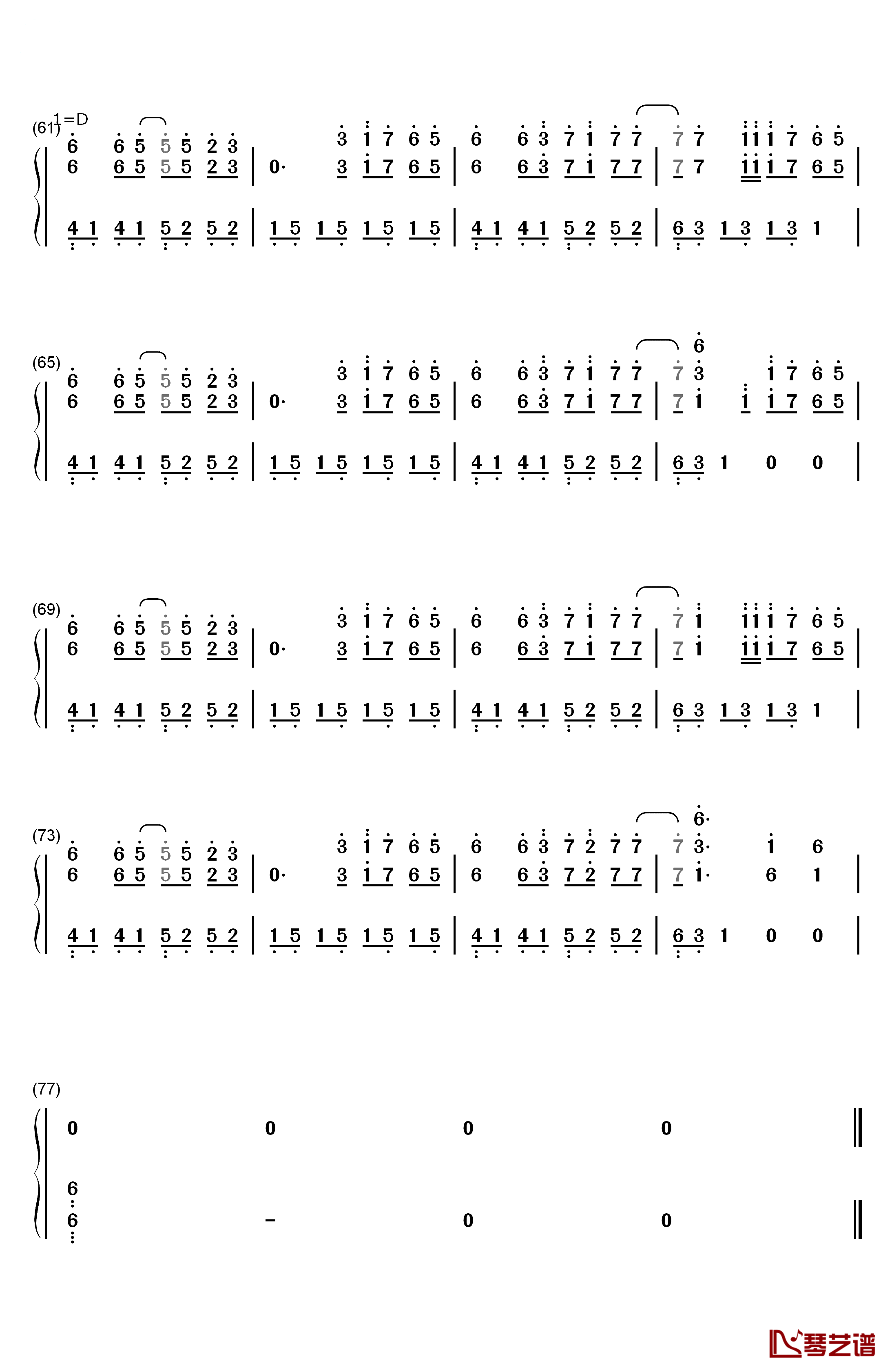 Sakura Tears钢琴简谱-数字双手-Snigellin4