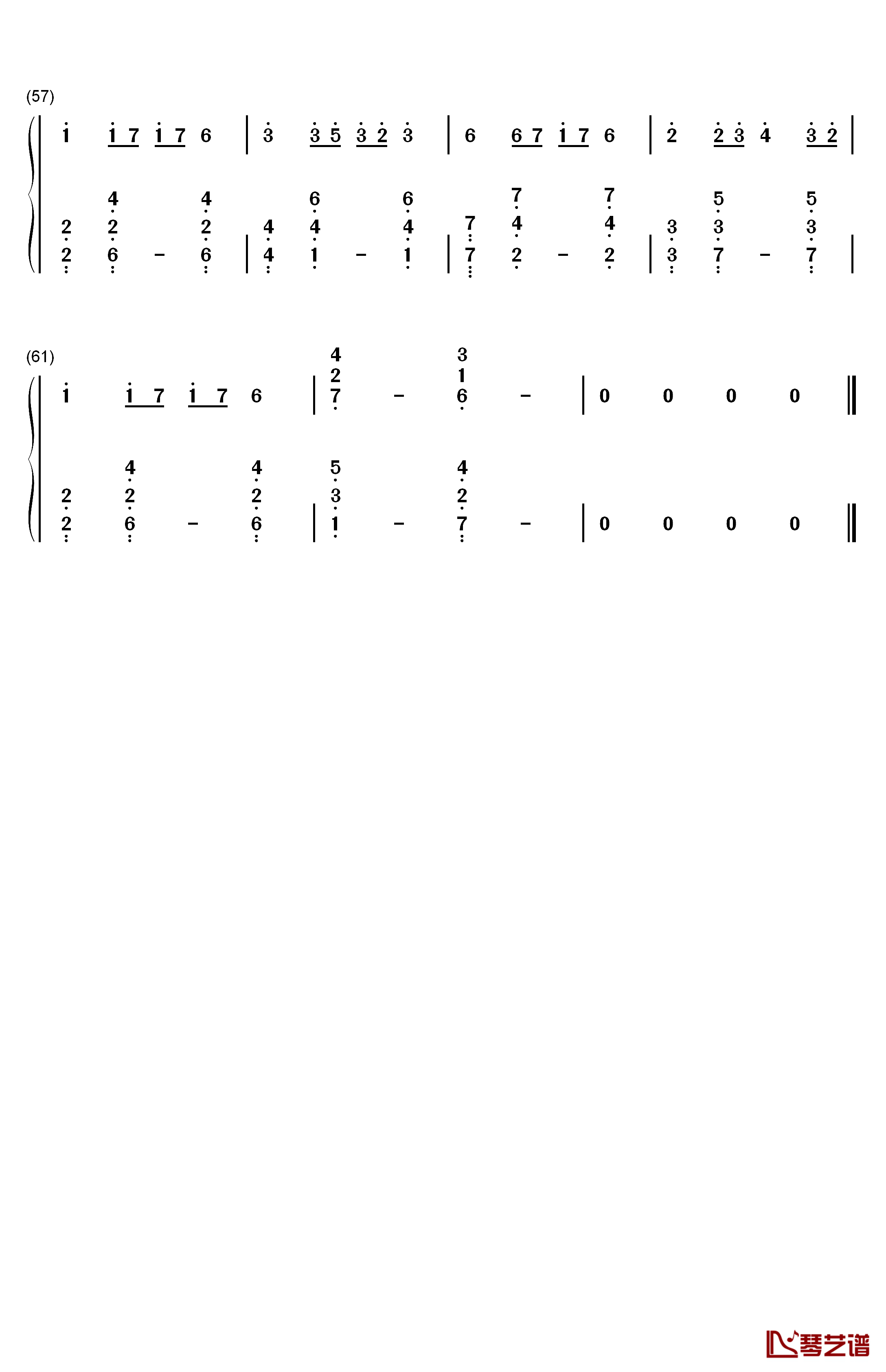 8比特钢琴简谱-数字双手-F-7774