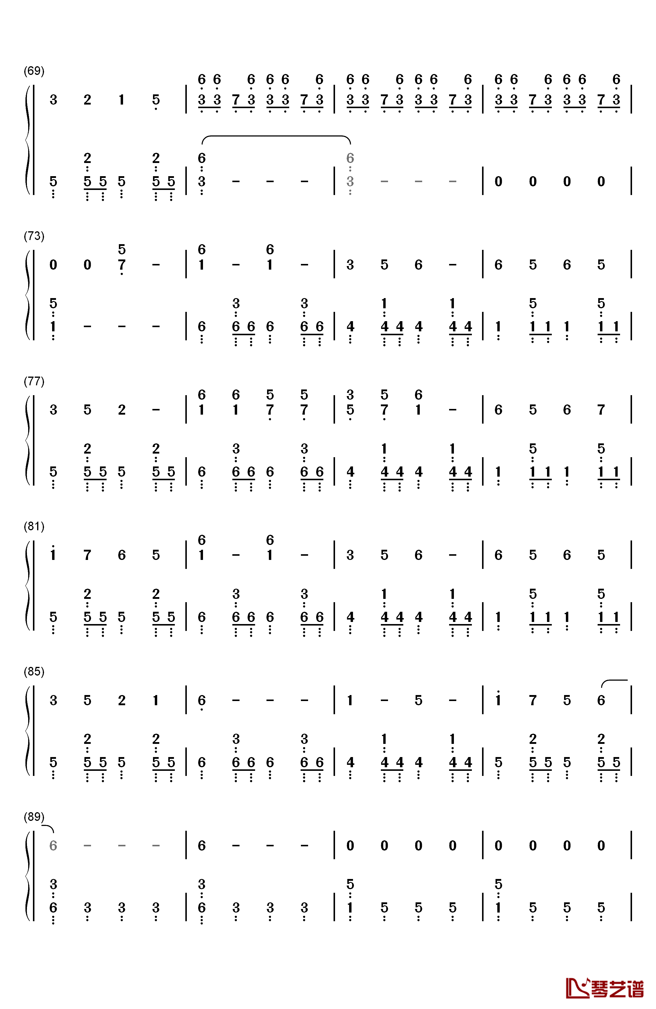 昙天钢琴简谱-数字双手-ドーズ（DOES）4