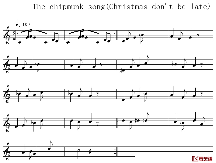 The chipmunk song(Christmas don't be late)简谱-萨克斯简单版1