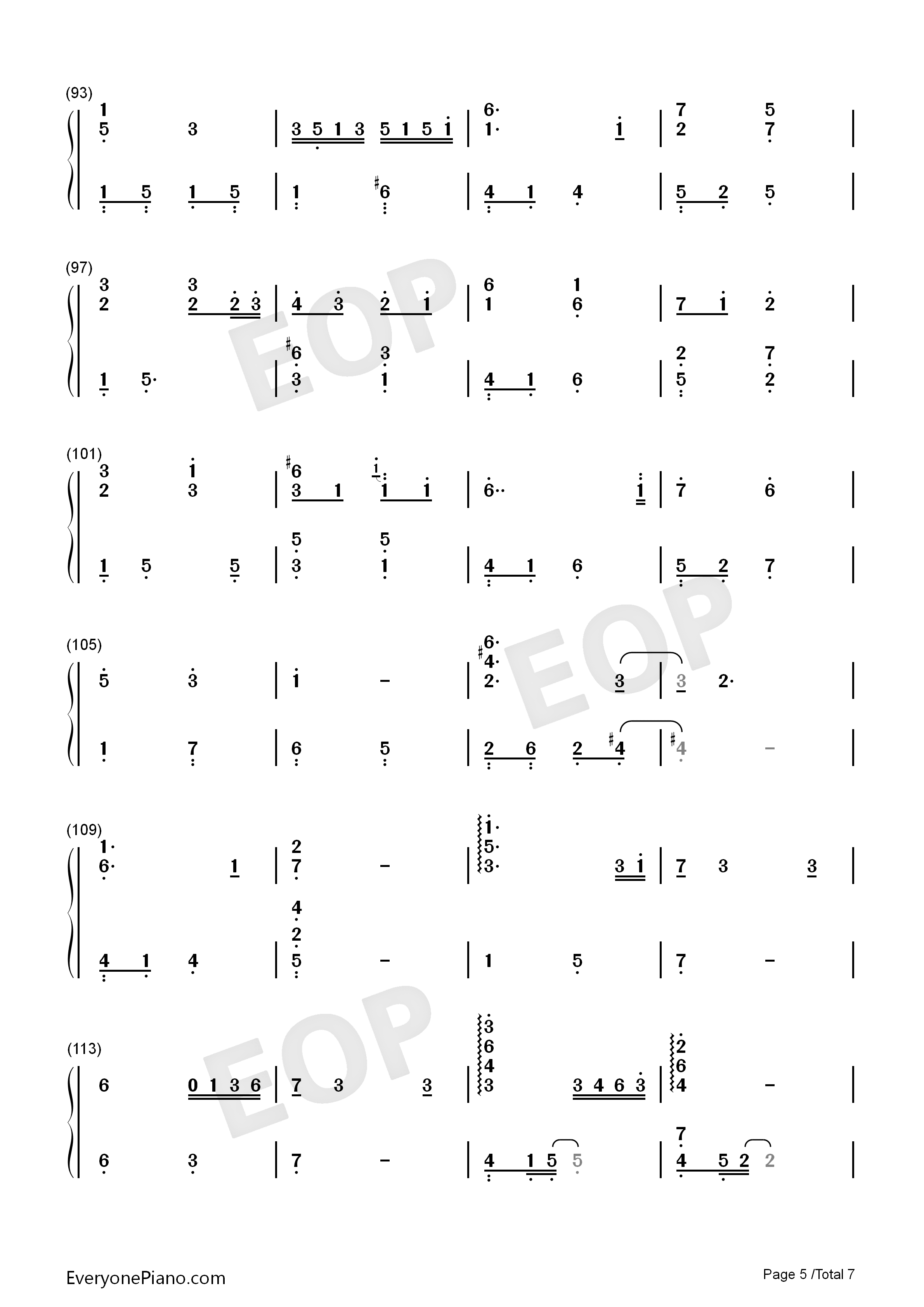 外面的世界钢琴简谱-齐秦  莫文蔚演唱5