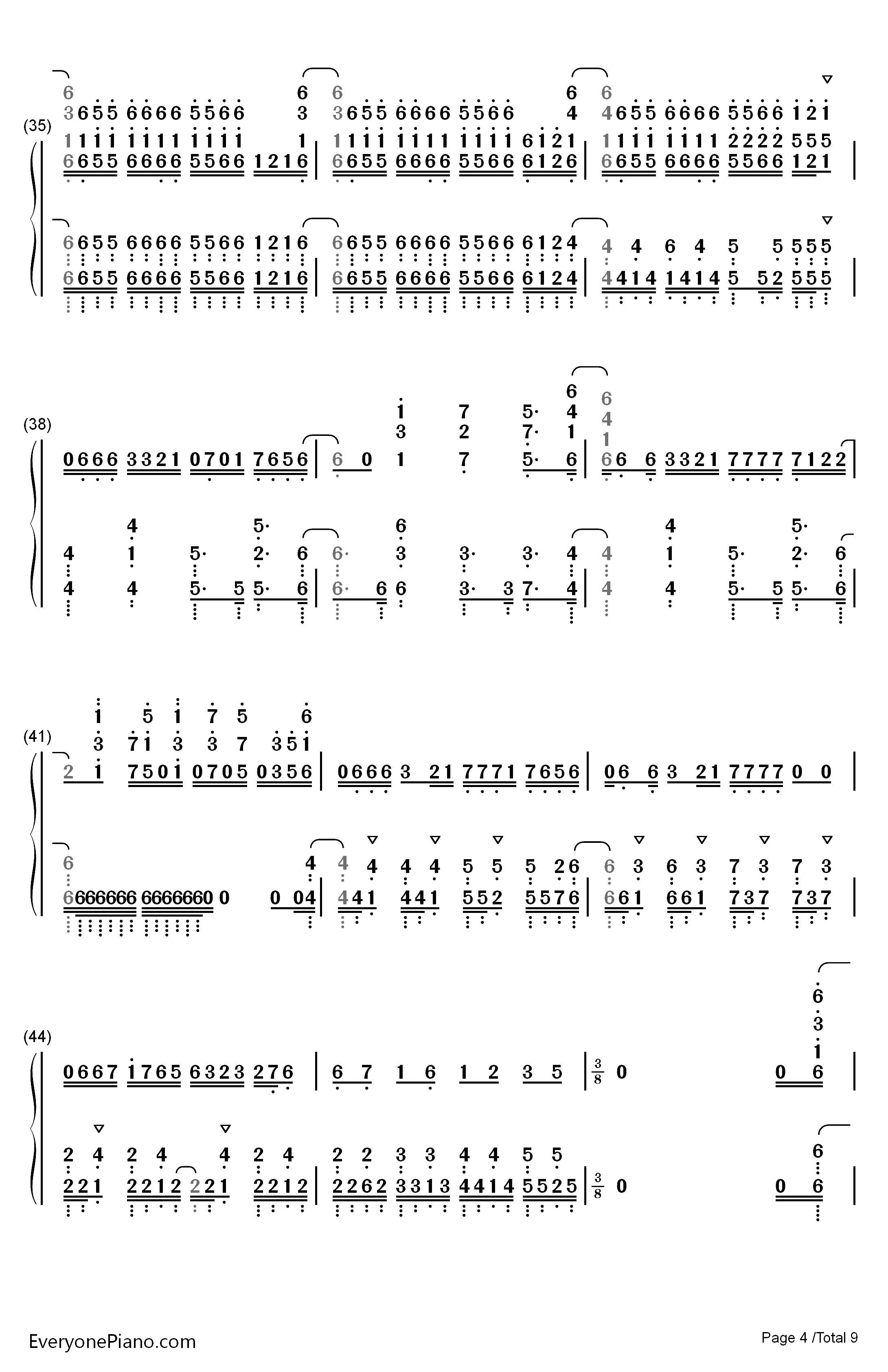 ADAMAS钢琴简谱-数字双手-LiSA4