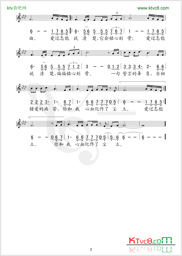 爱过怎能说清楚电视剧《血色残阳》片尾曲简谱-张芯演唱1