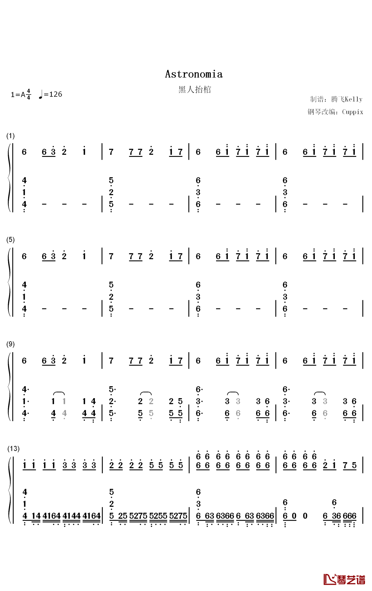 Astronomia钢琴简谱-数字双手-Vicetone Tony Igy1