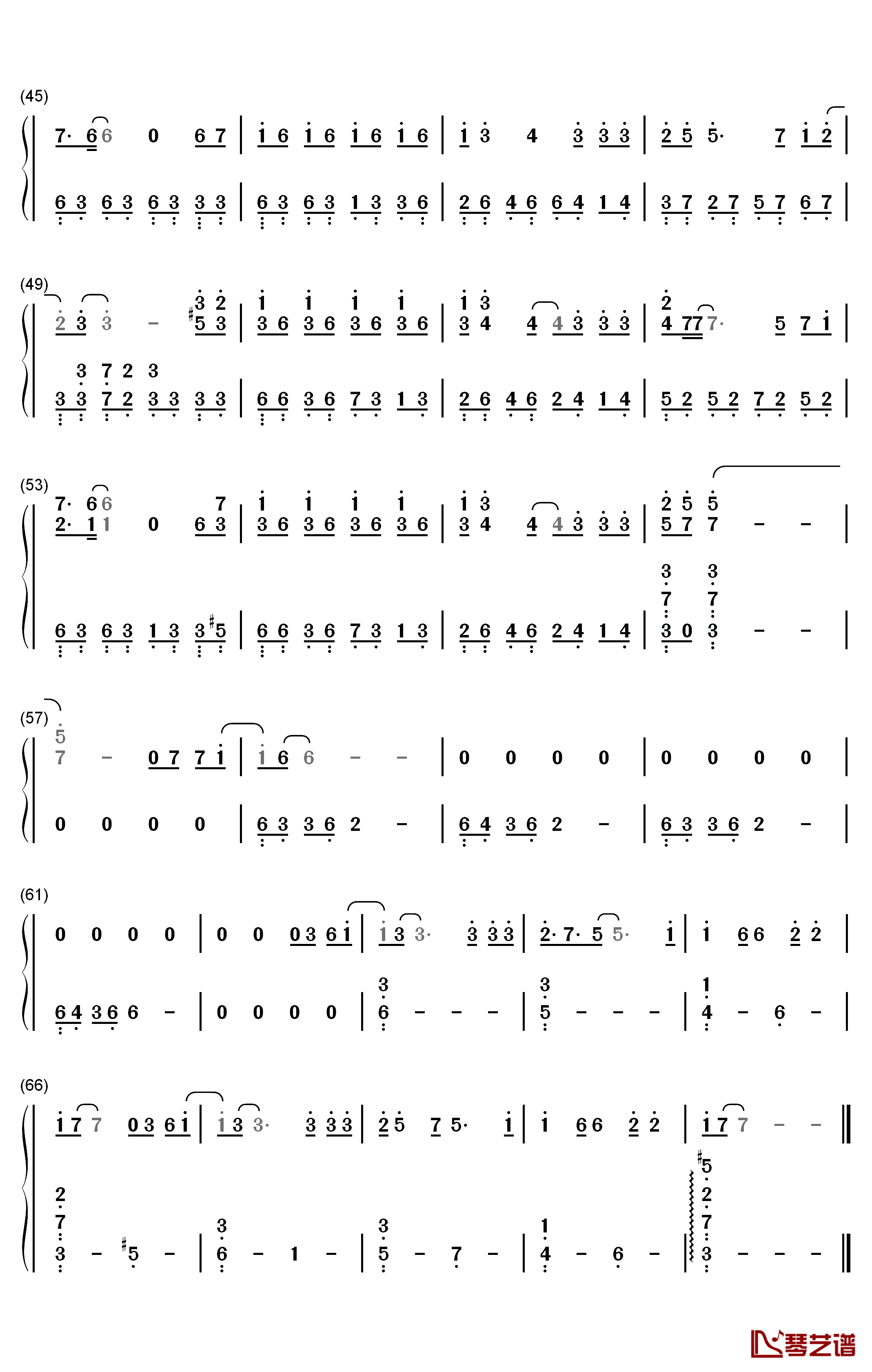 一生等你钢琴简谱-数字双手-袁娅维3