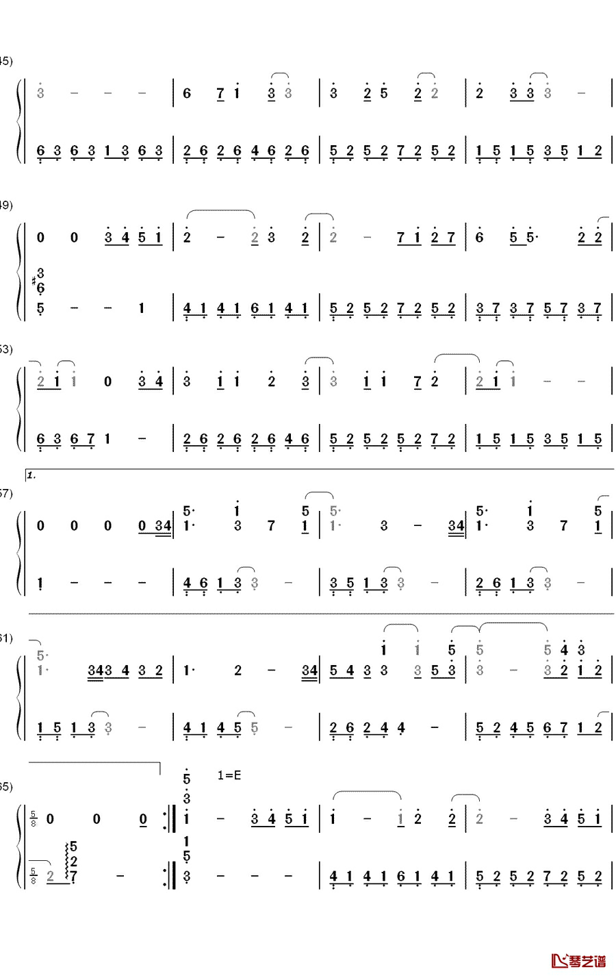 心墙钢琴简谱-数字双手-郭静3