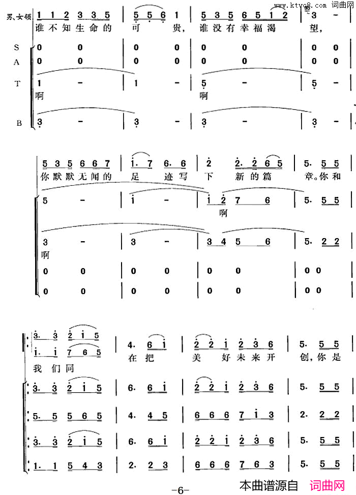 热血颂冯晓阳编合唱简谱1