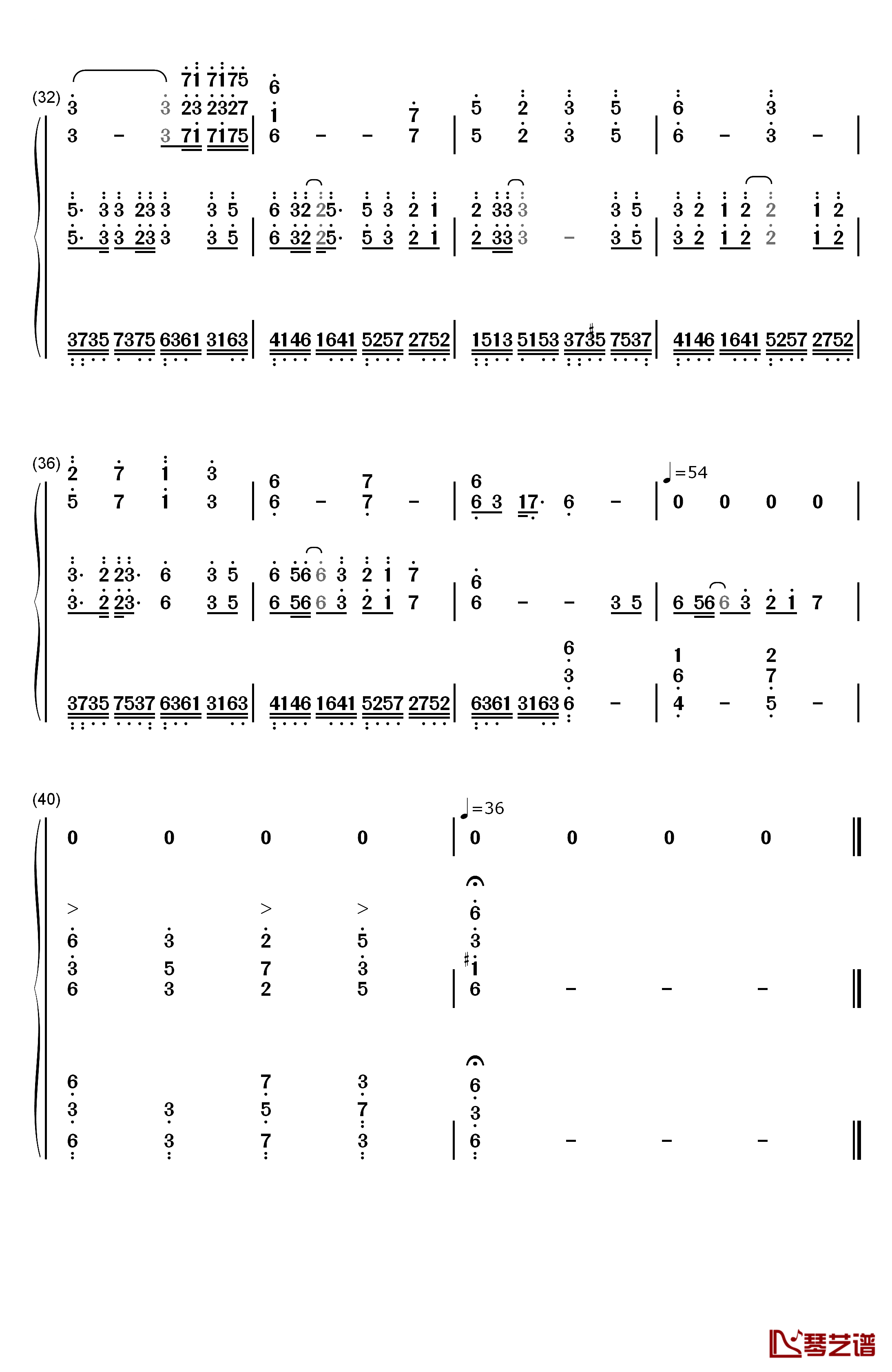 千秋钢琴简谱-数字双手-孙楠3