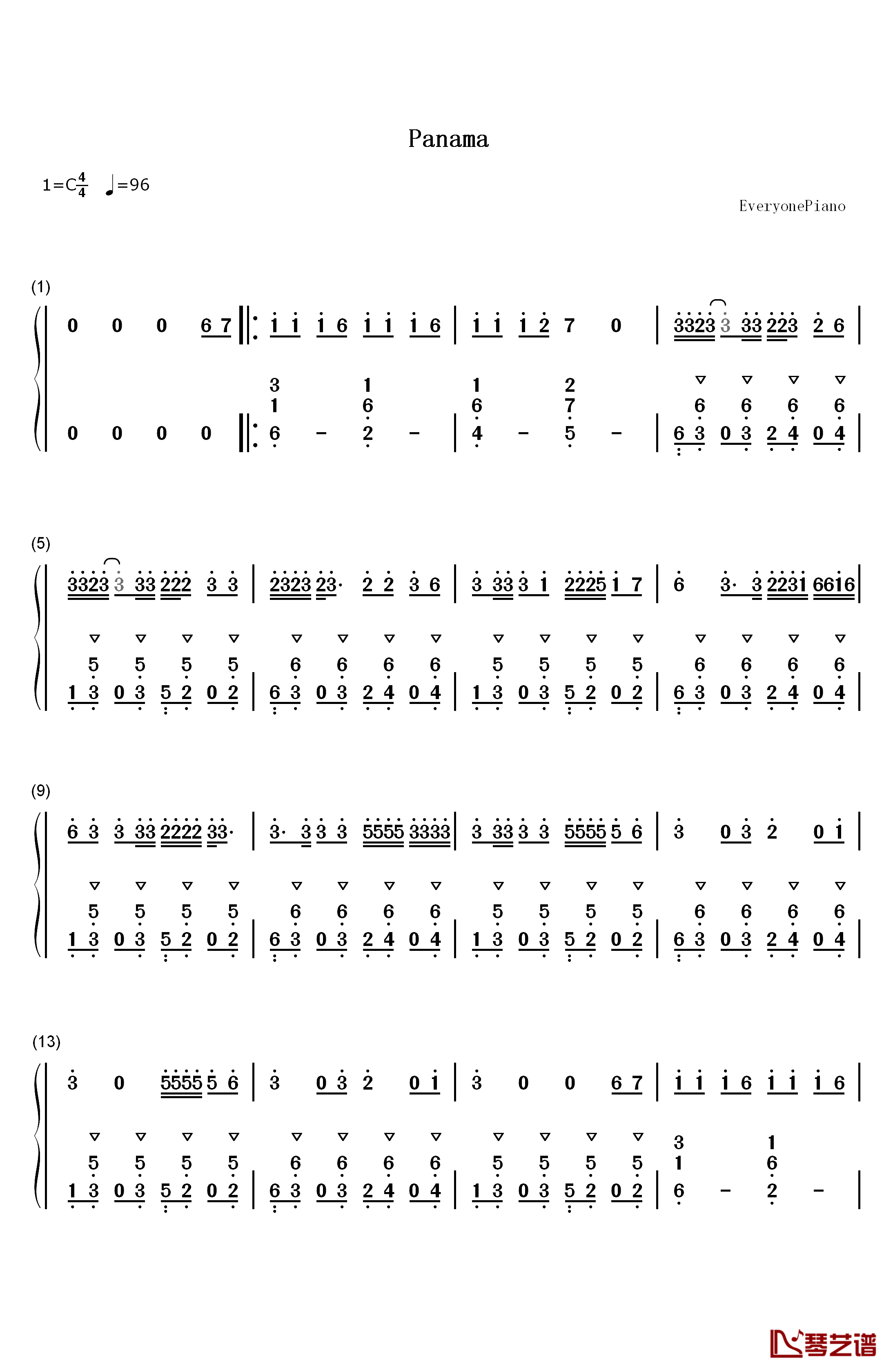 Panama钢琴简谱-数字双手-Matteo1