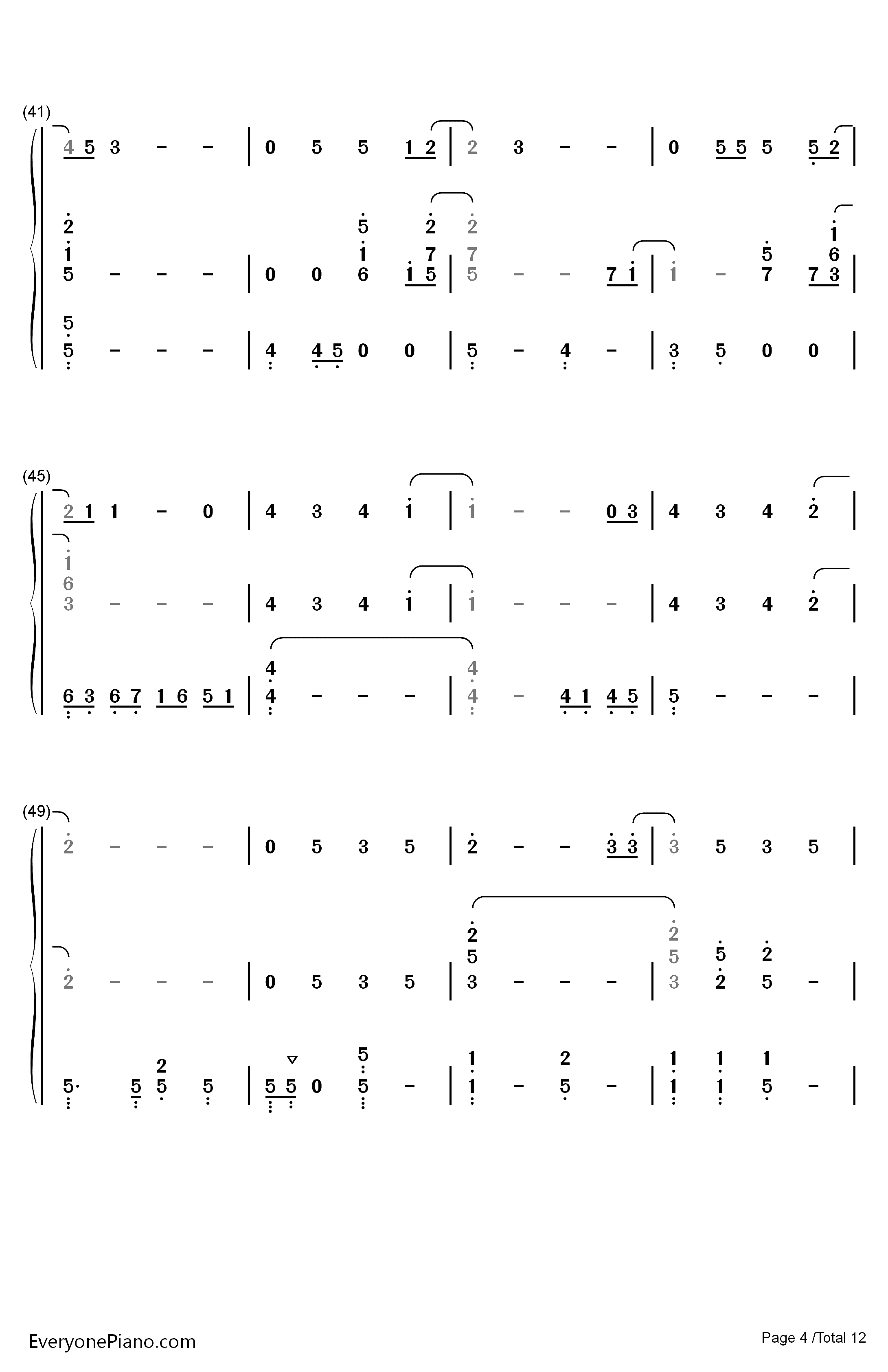 慢慢走钢琴简谱-数字双手-许魏洲4