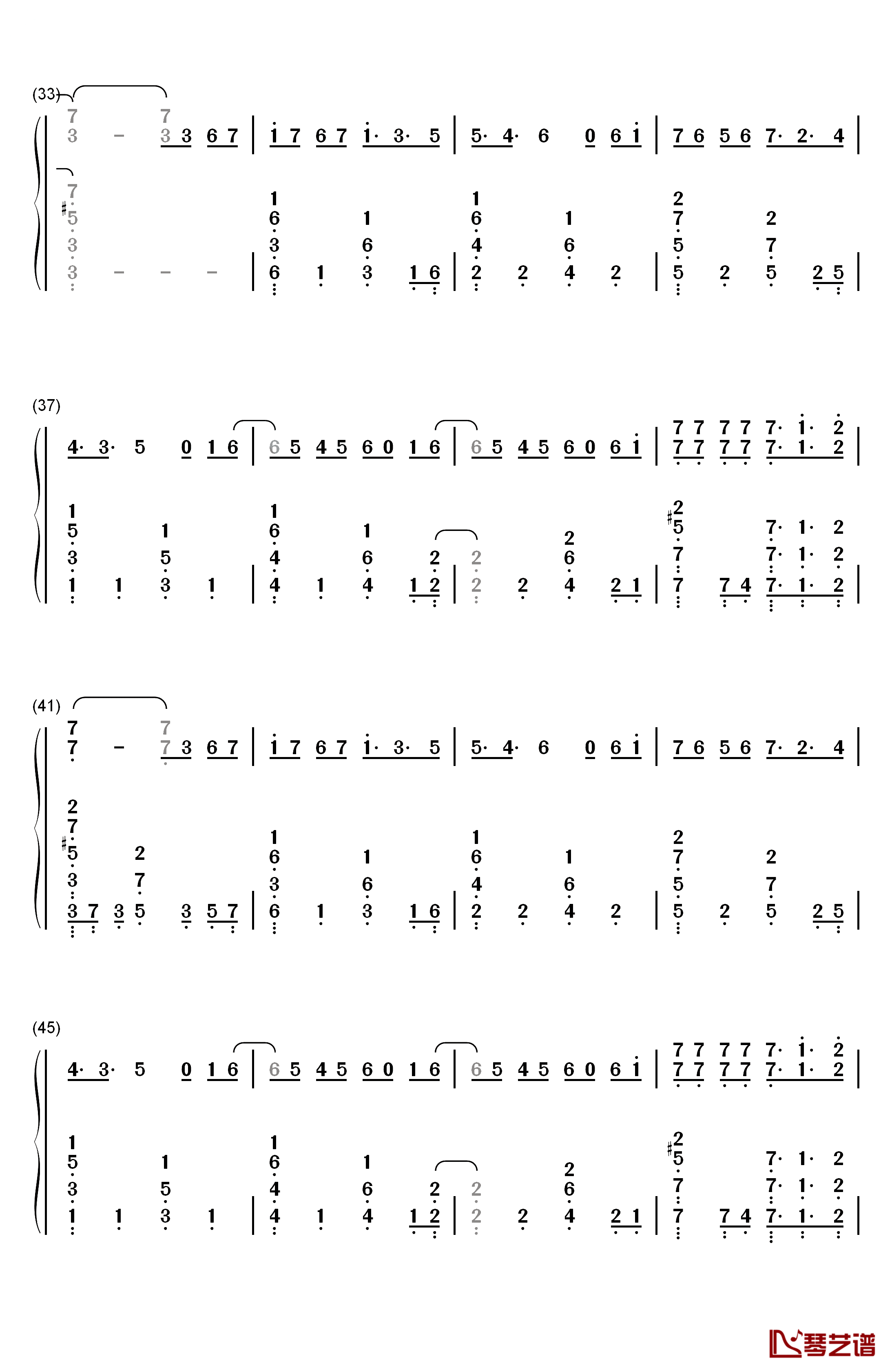 风度钢琴简谱-数字双手-汪苏泷3