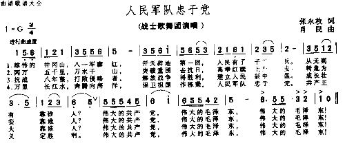 人民军队忠于党－－－可听简谱1