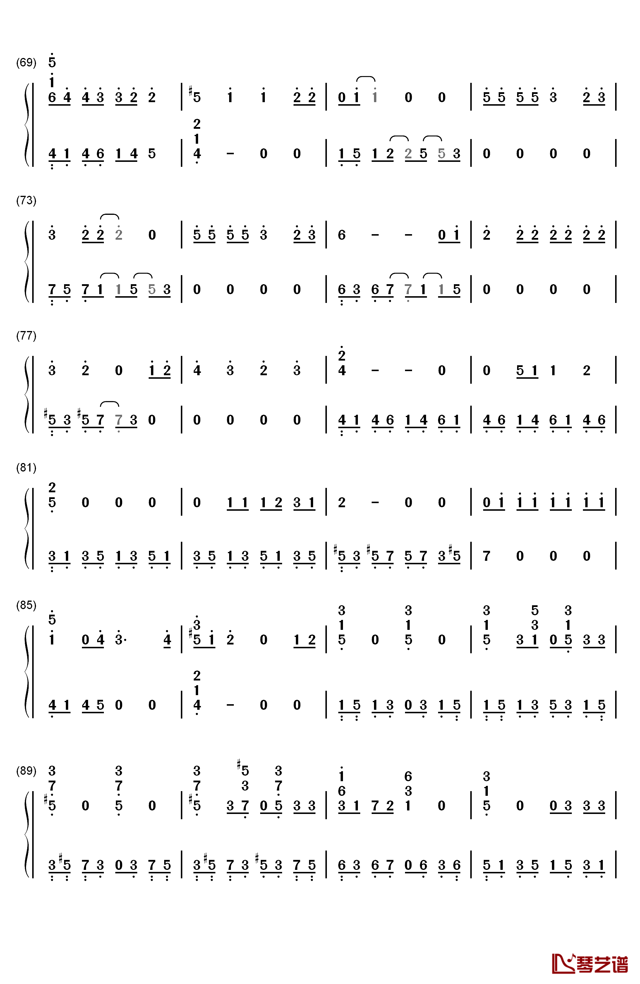 眼鼻嘴钢琴简谱-数字双手-Taeyang4