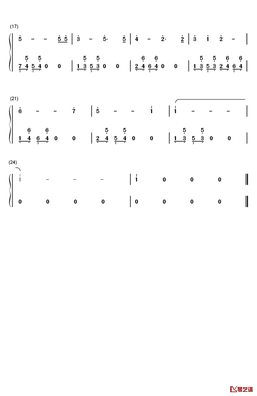 年轻的心钢琴简谱-数字双手-佟铁鑫2