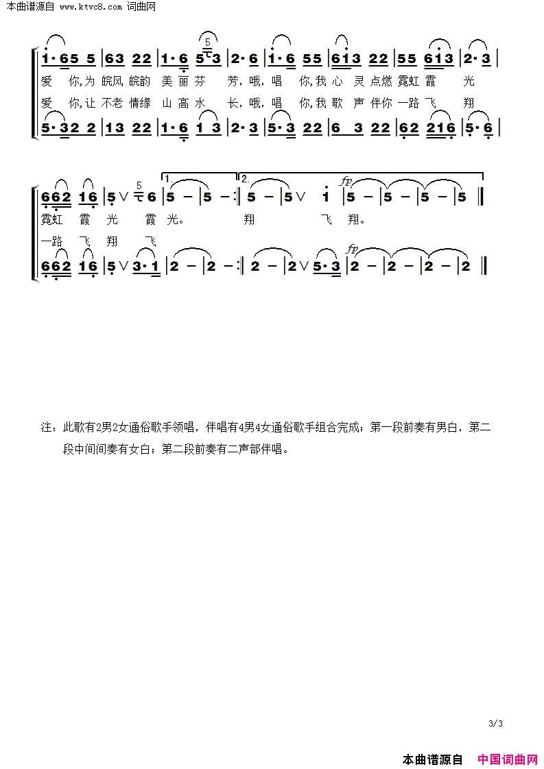 爱你唱你简谱-杨元民演唱-张枚同/童方词曲1